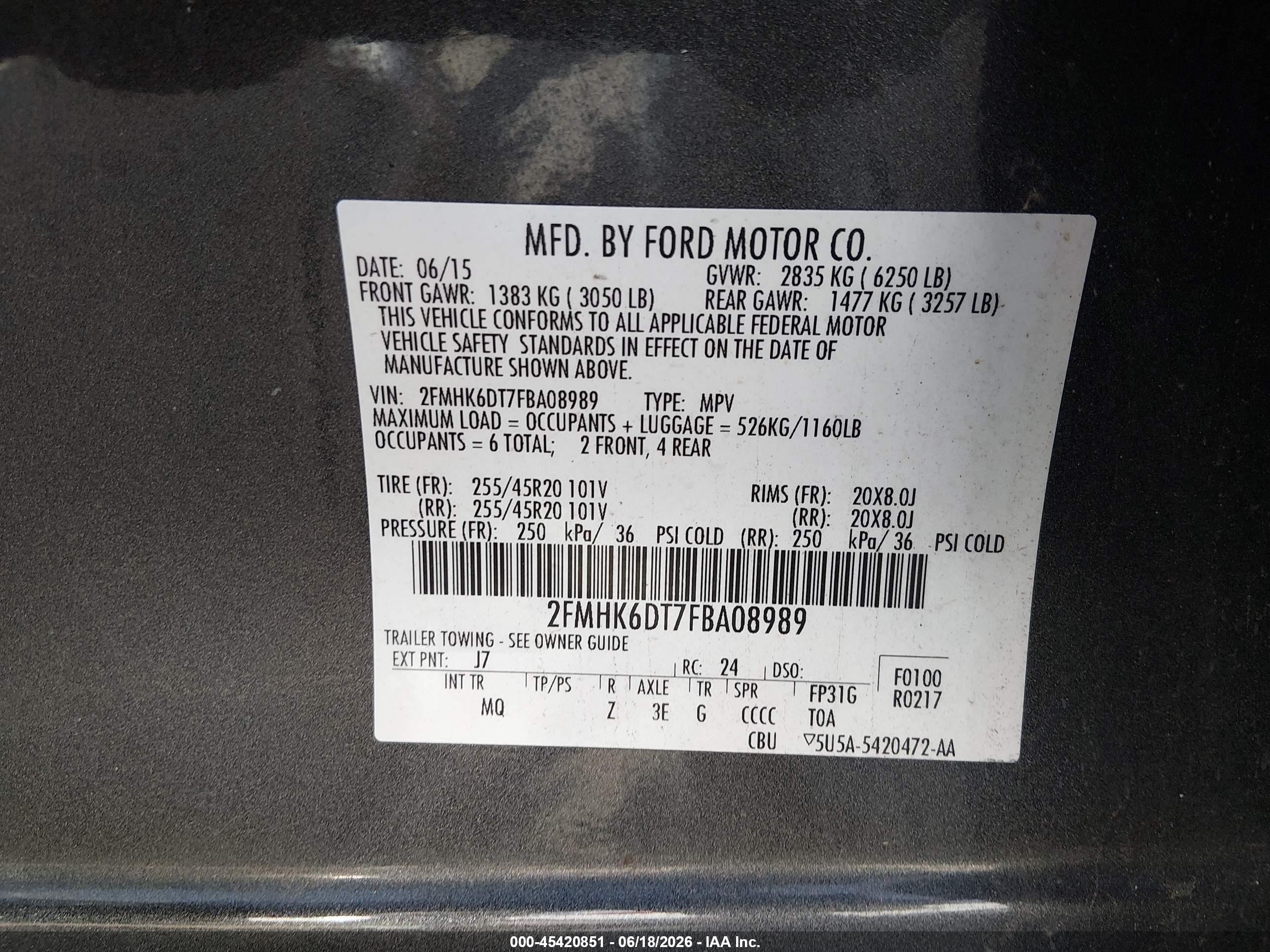 2015 Ford Flex Limited Gray vin: 2FMHK6DT7FBA08989