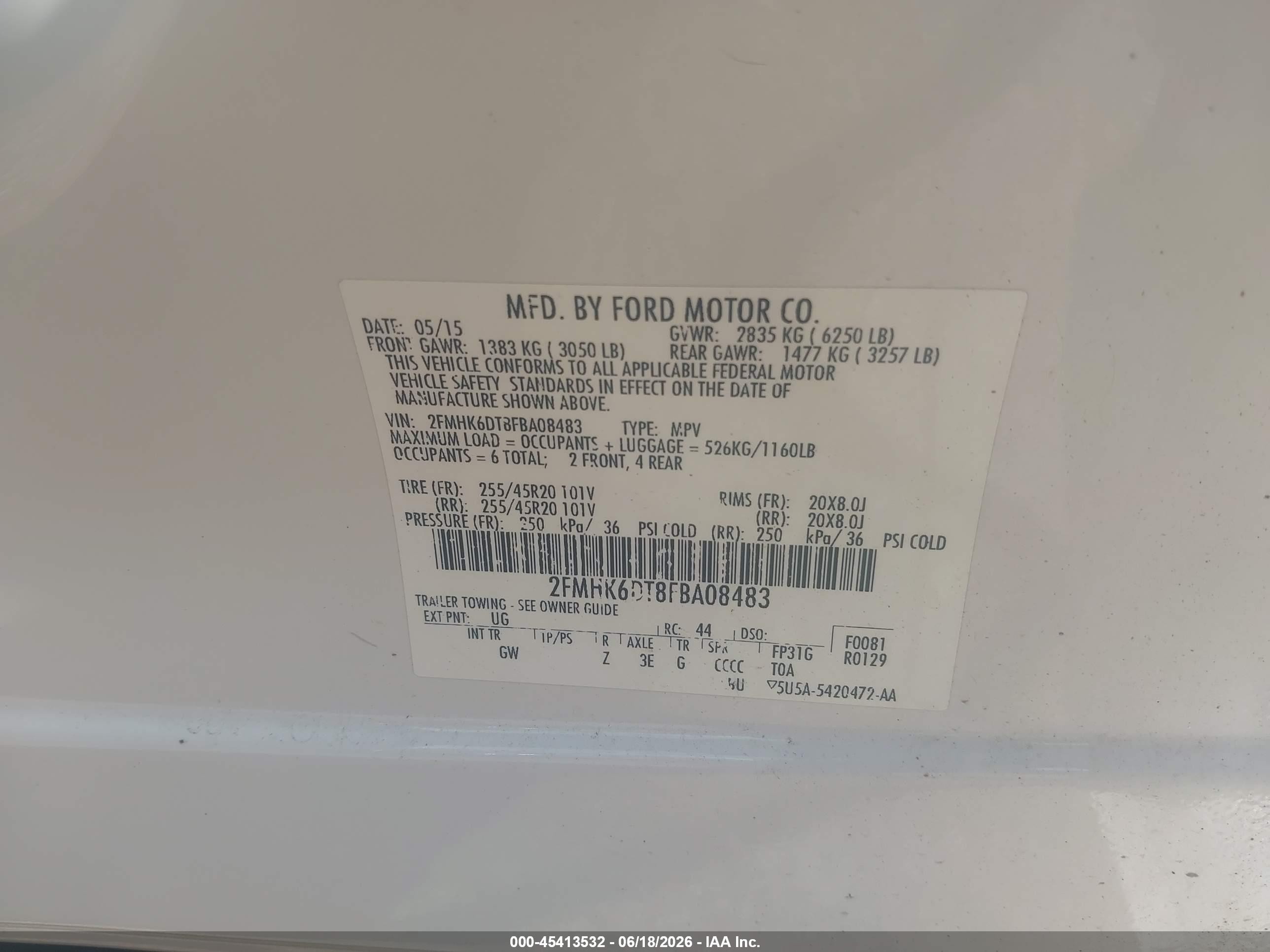 2015 Ford Flex Limited Белый vin: 2FMHK6DT8FBA08483