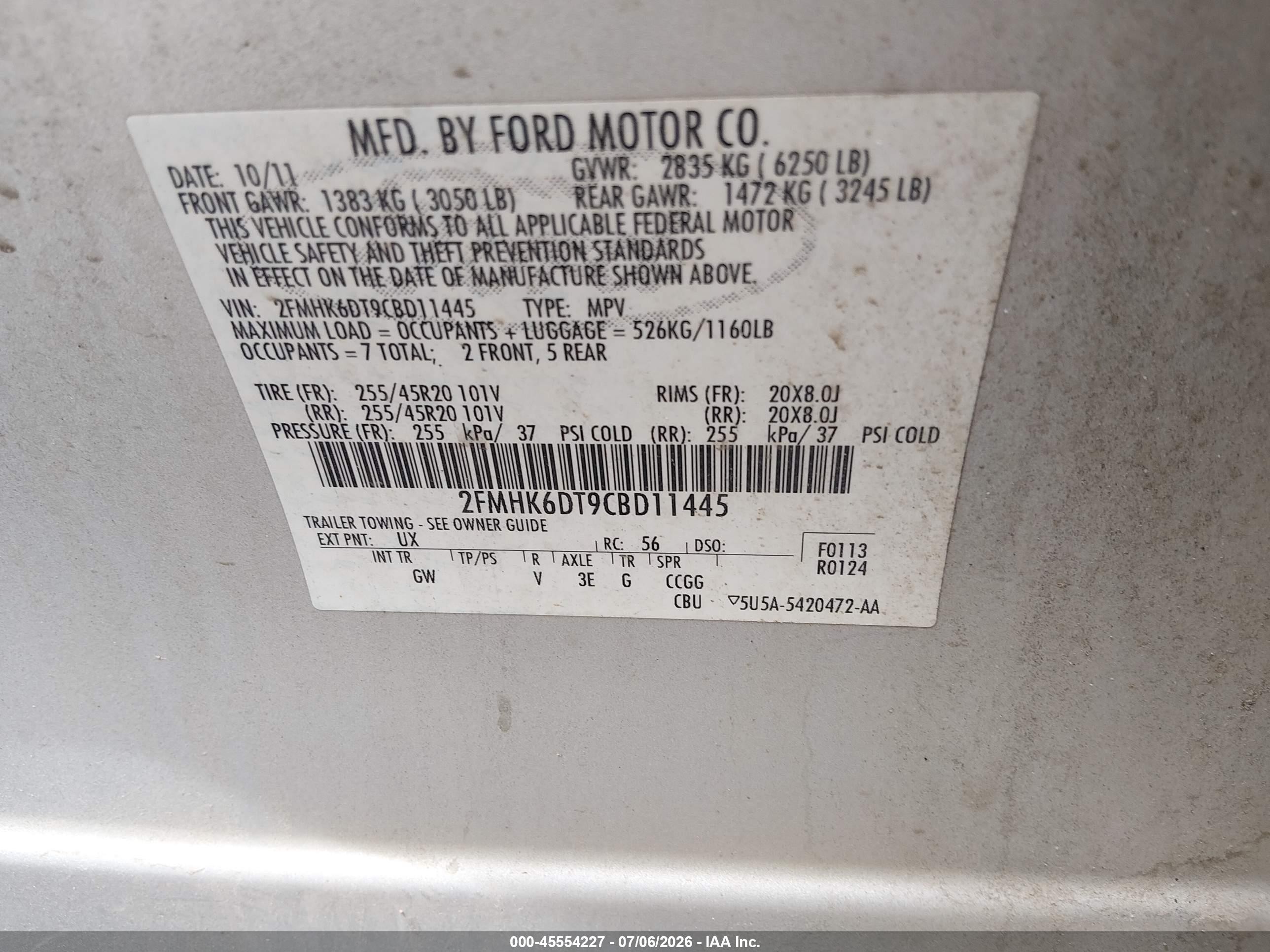 2012 Ford Flex Limited/titanium Silver vin: 2FMHK6DT9CBD11445