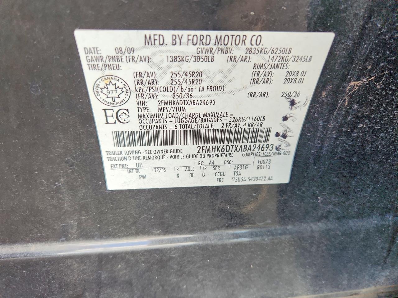 2010 Ford Flex Limited Black vin: 2FMHK6DTXABA24693