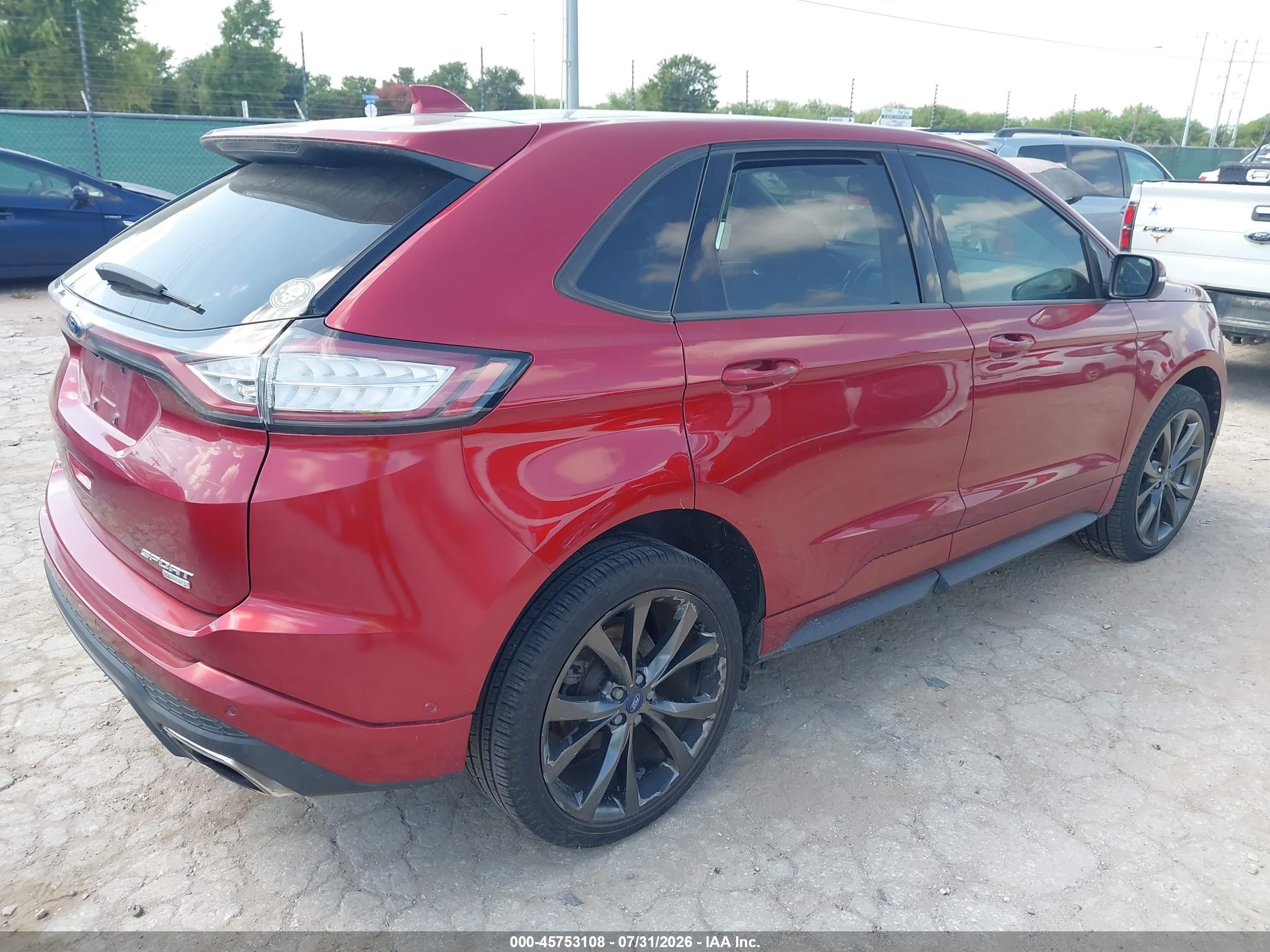 2015 Ford Edge Sport Red vin: 2FMPK3AP6FBB26971