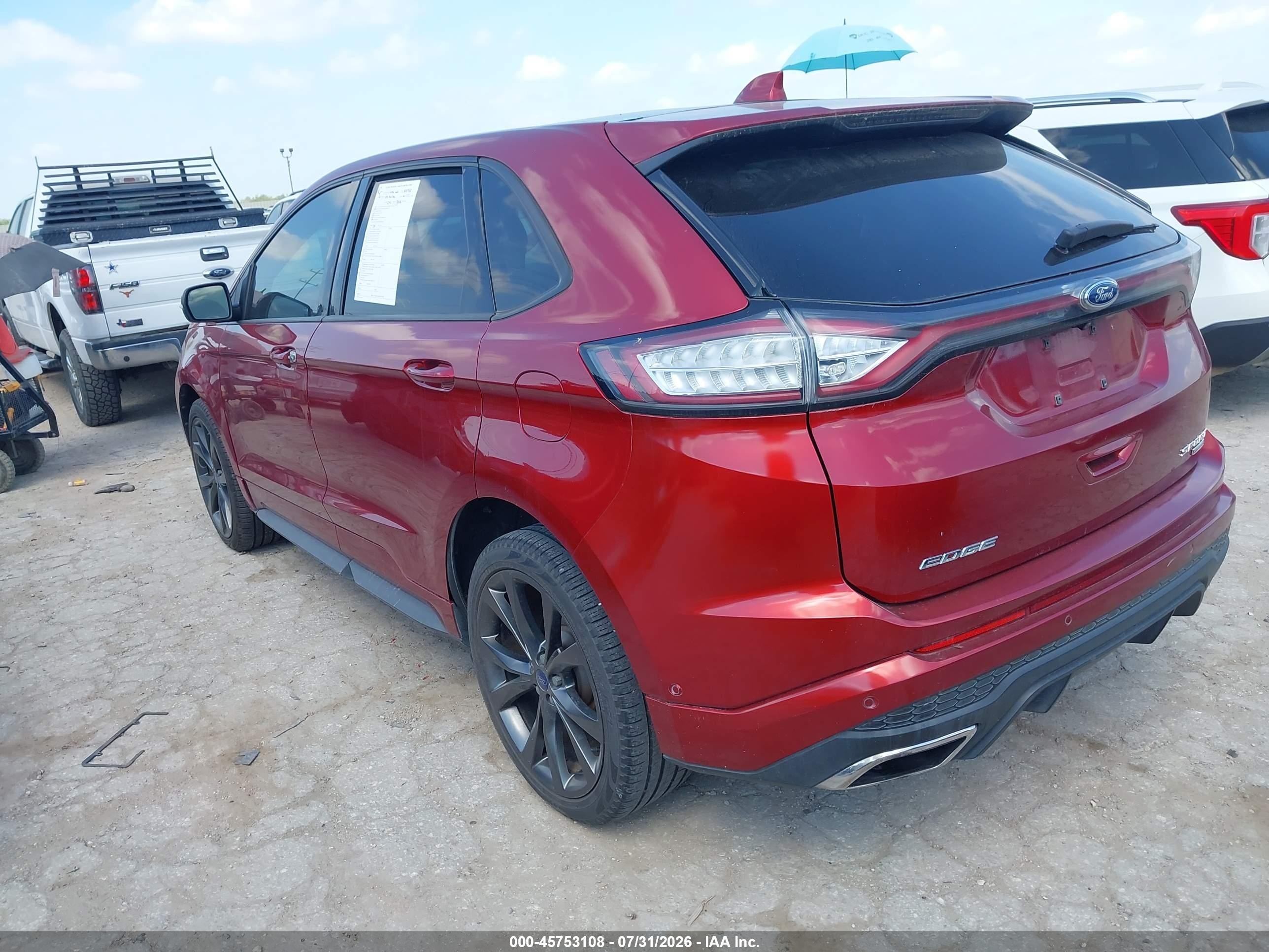 2015 Ford Edge Sport Red vin: 2FMPK3AP6FBB26971