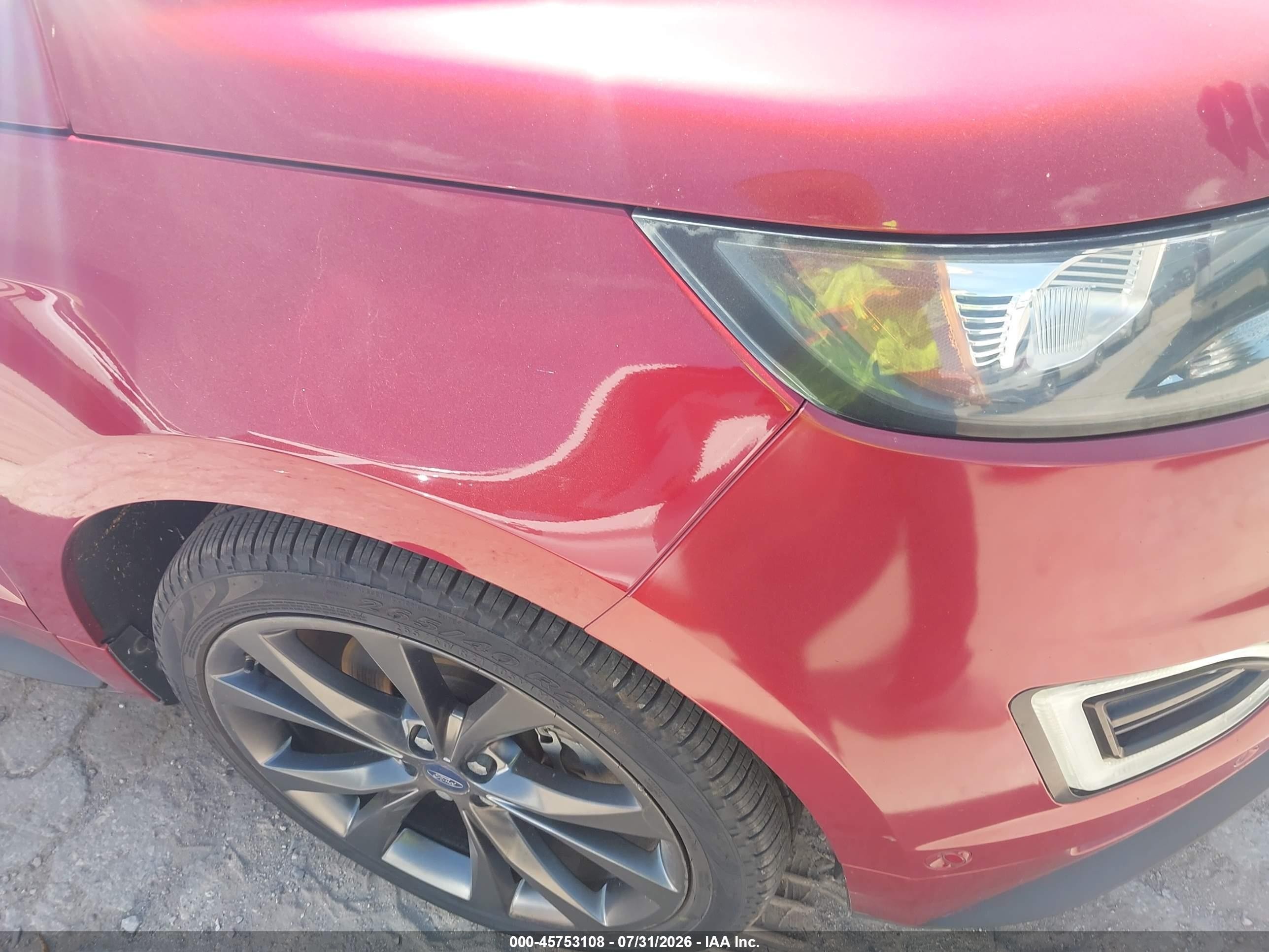 2015 Ford Edge Sport Red vin: 2FMPK3AP6FBB26971