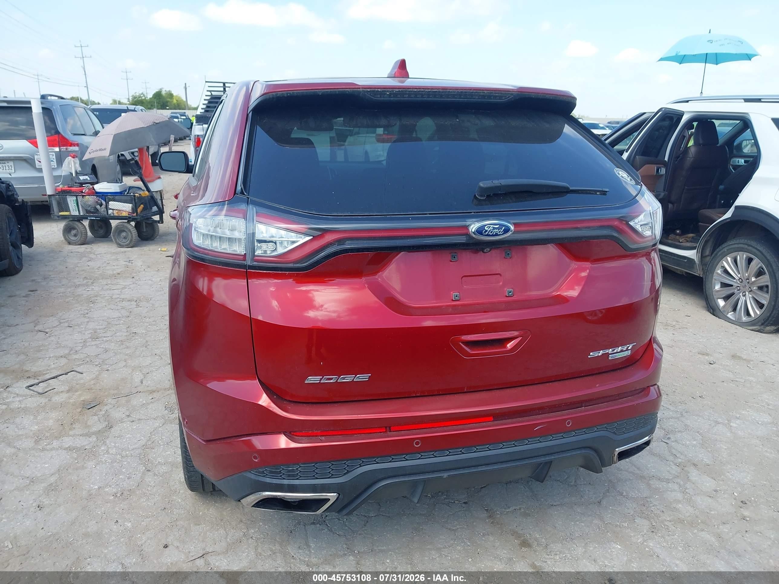 2015 Ford Edge Sport Red vin: 2FMPK3AP6FBB26971