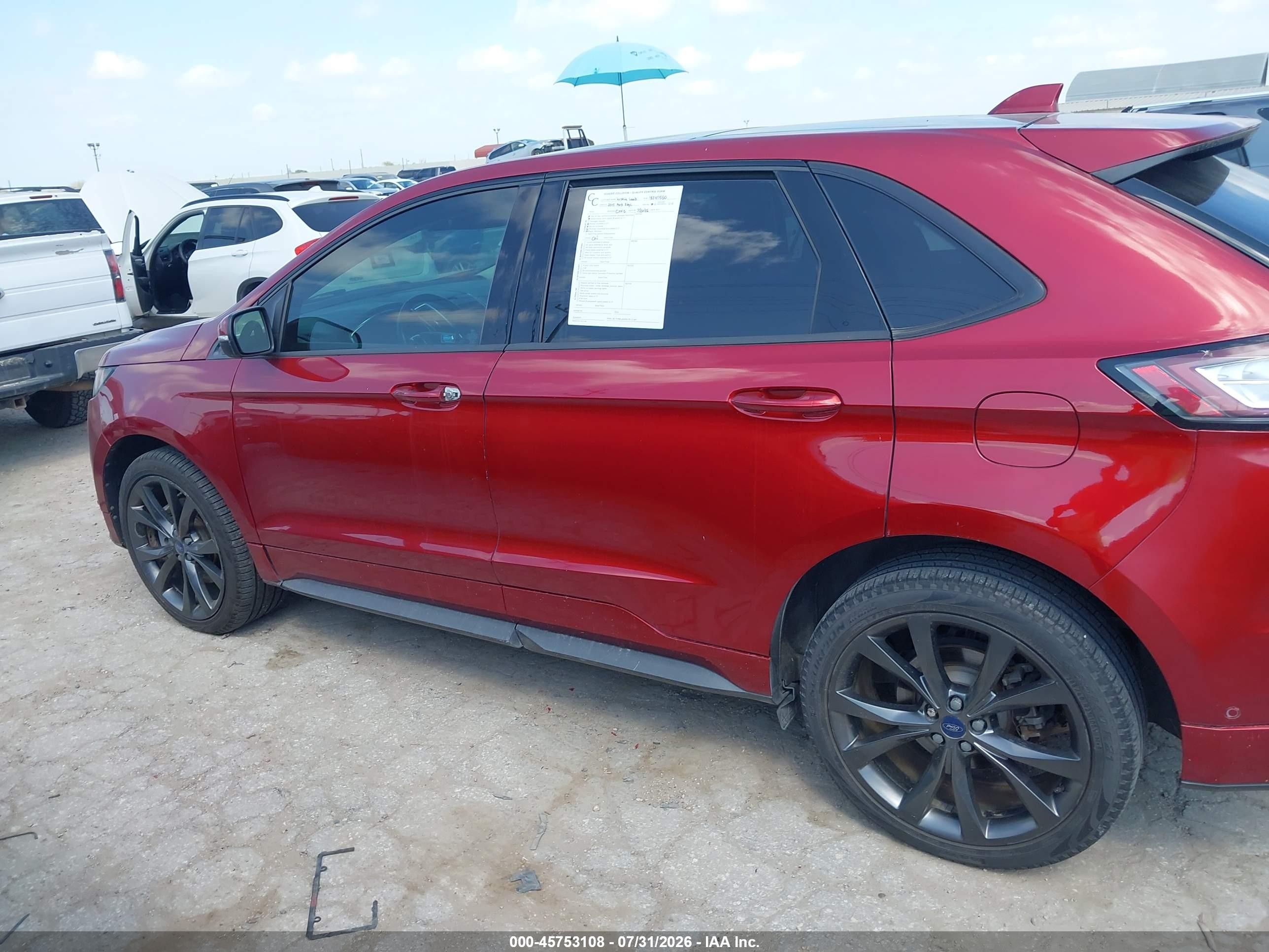 2015 Ford Edge Sport Red vin: 2FMPK3AP6FBB26971