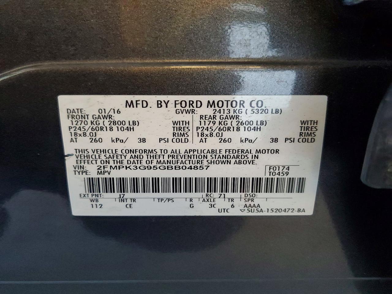 2016 Ford Edge Se Серый vin: 2FMPK3G95GBB04857