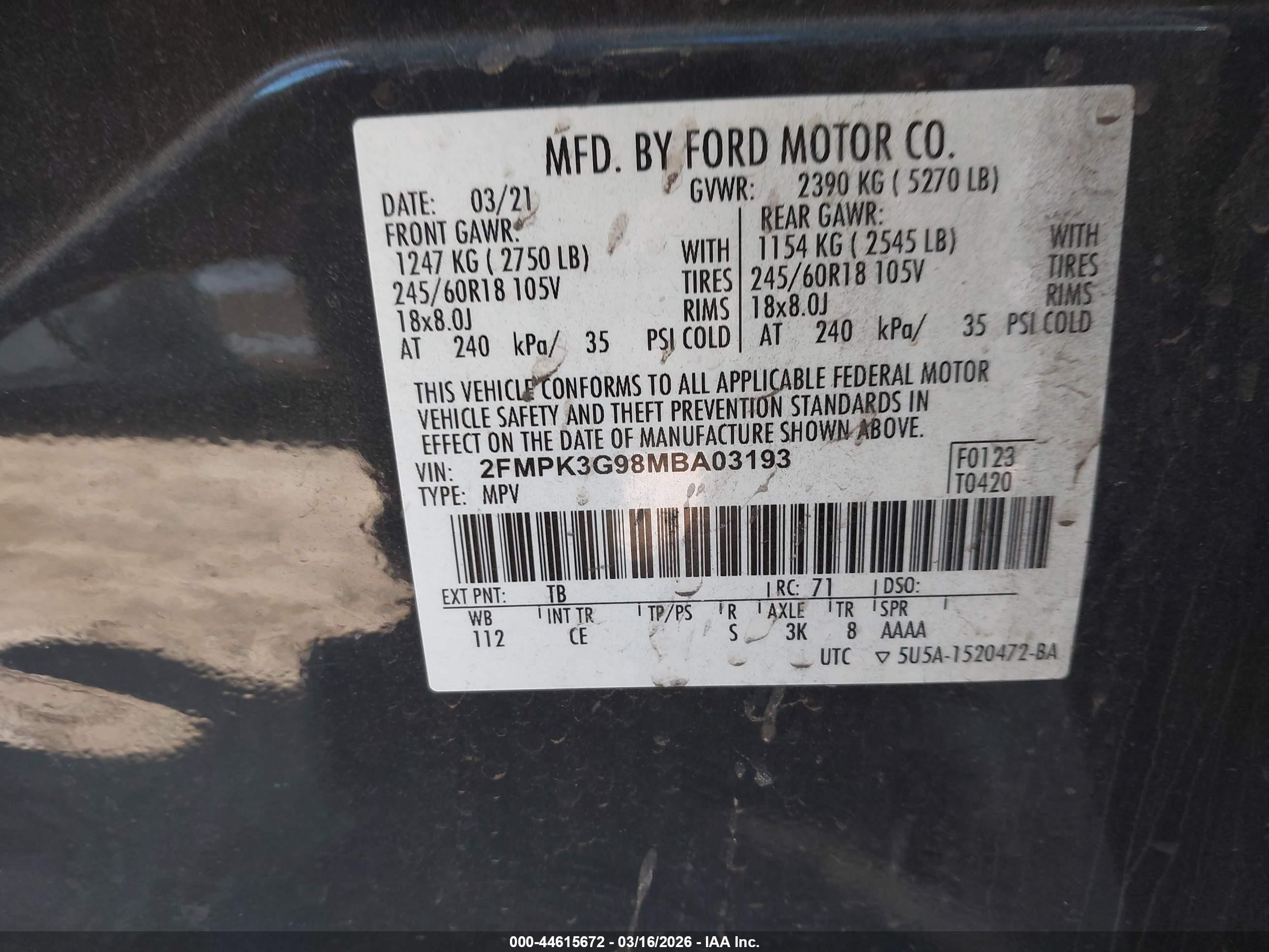 2021 Ford Edge Se Black vin: 2FMPK3G98MBA03193