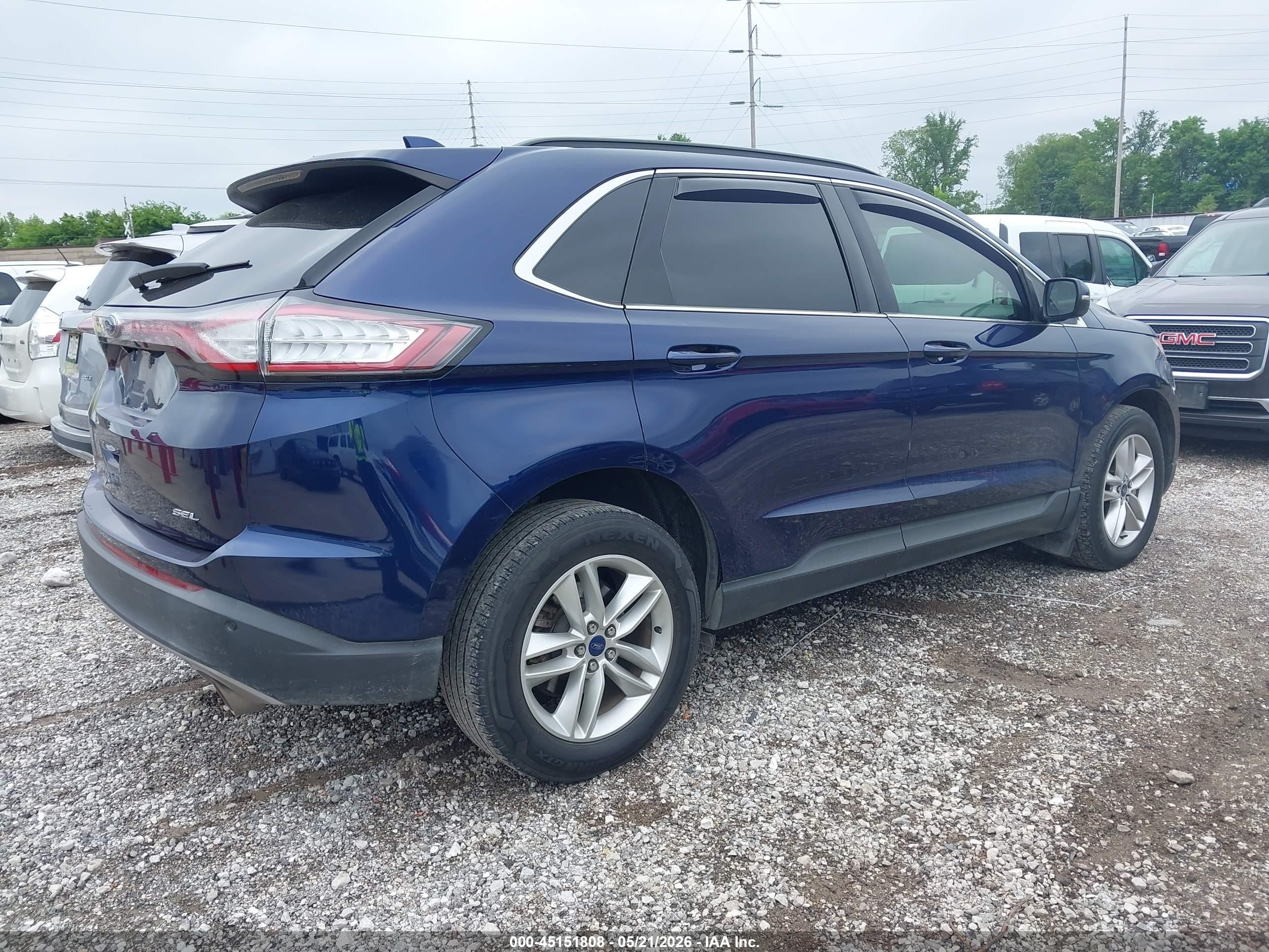 2016 Ford Edge Sel Blue vin: 2FMPK3J86GBC06278