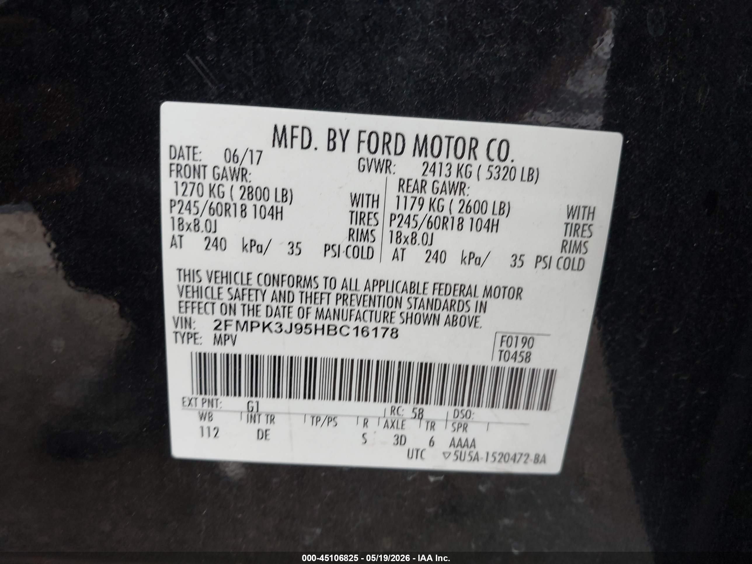 2017 Ford Edge Sel Black vin: 2FMPK3J95HBC16178