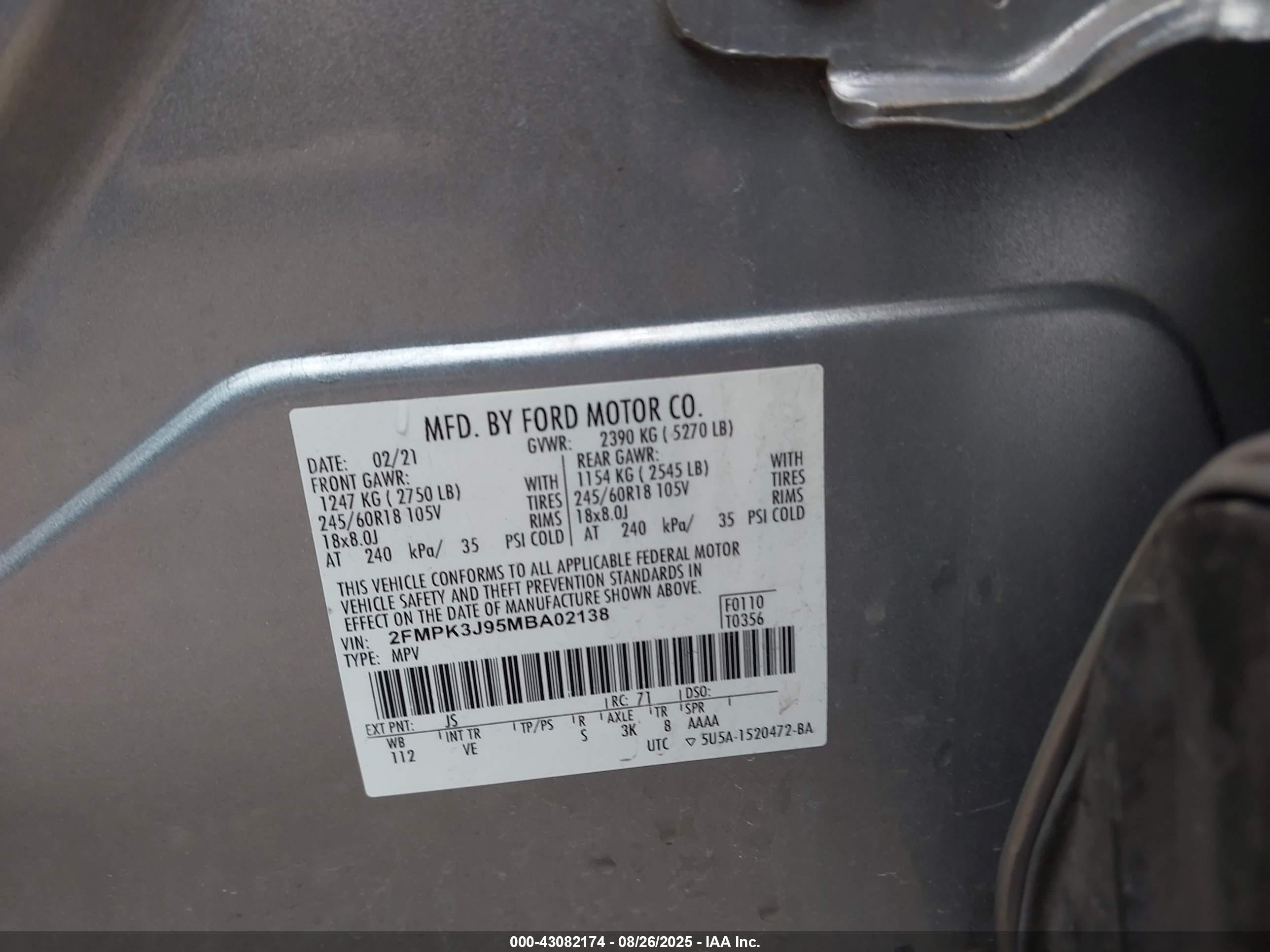 2021 Ford Edge Sel Серебряный vin: 2FMPK3J95MBA02138