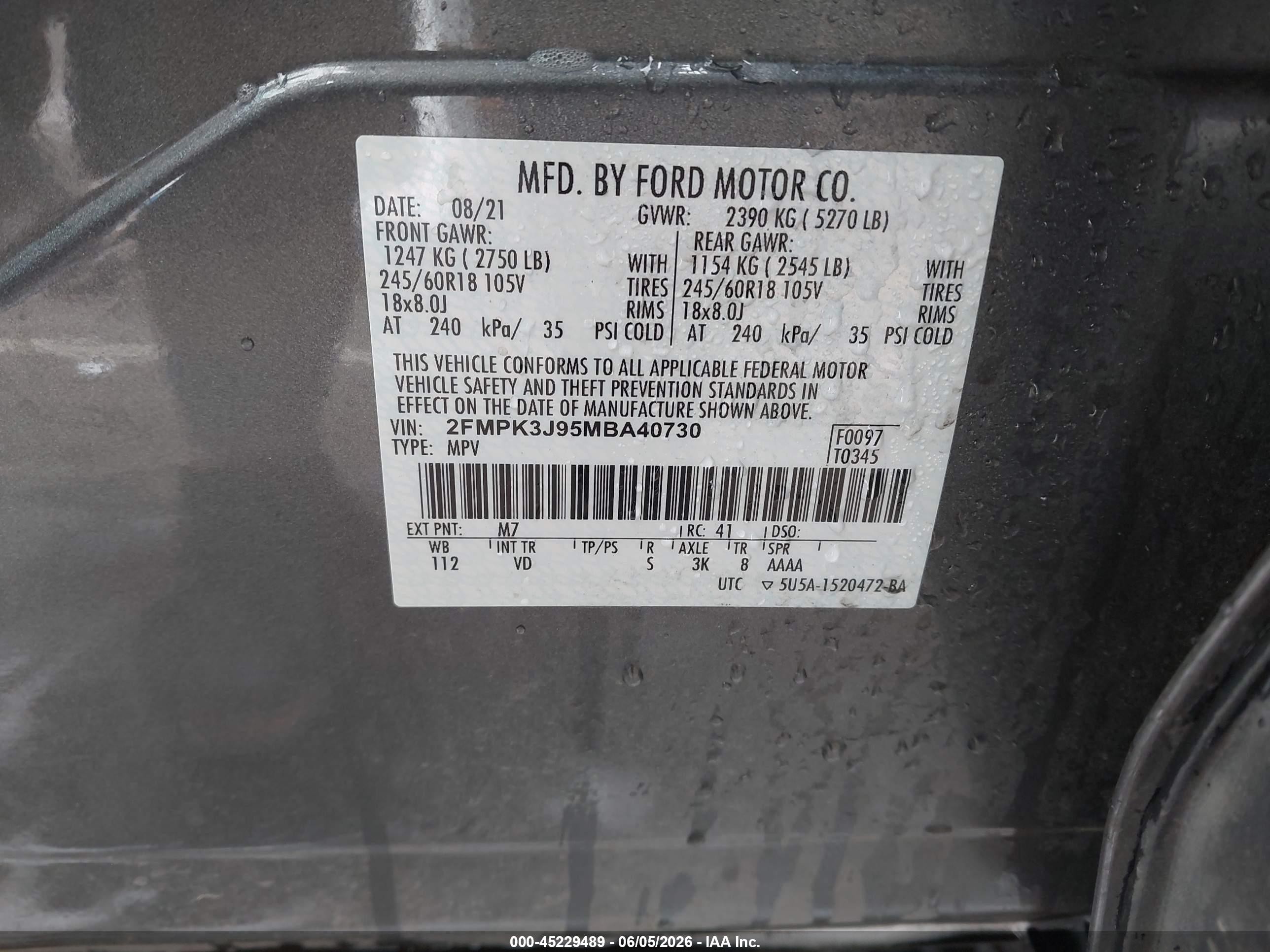 2021 Ford Edge Sel Gray vin: 2FMPK3J95MBA40730
