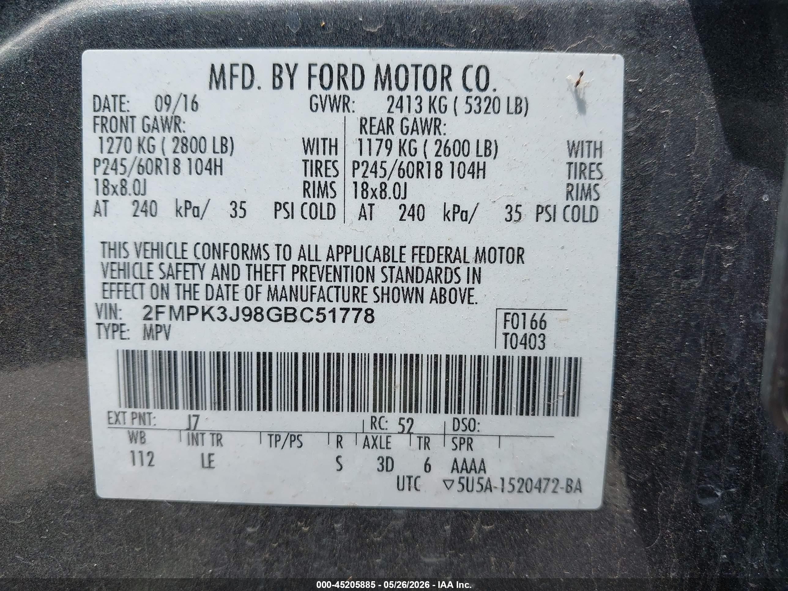 2016 Ford Edge Sel Gray vin: 2FMPK3J98GBC51778
