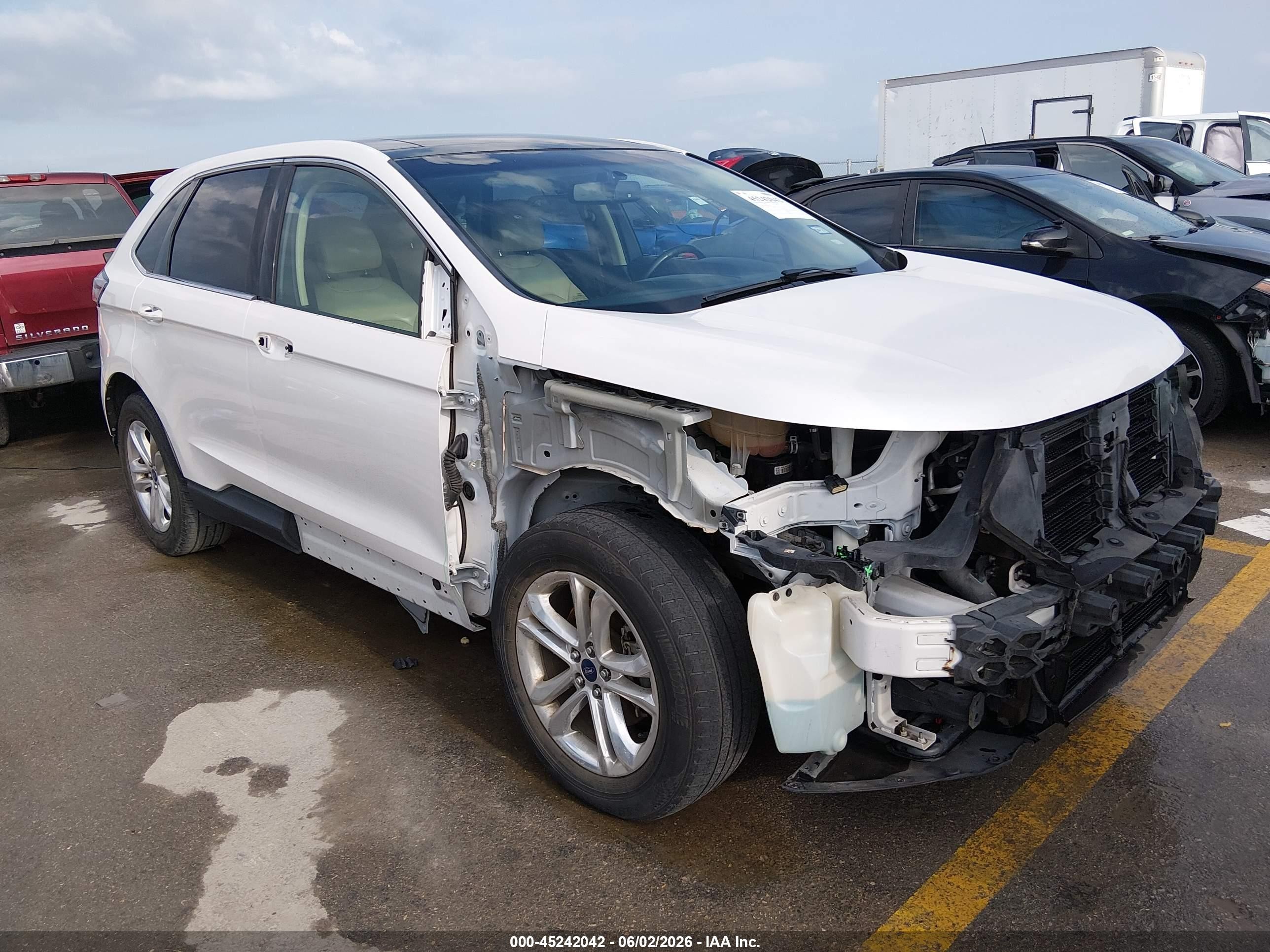 2015 Ford Edge Sel White vin: 2FMPK3J9XFBB26974