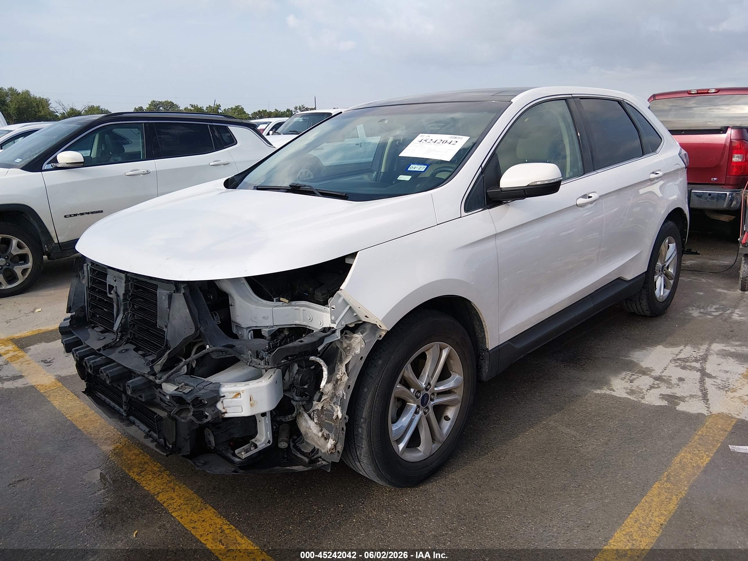 2015 Ford Edge Sel White vin: 2FMPK3J9XFBB26974