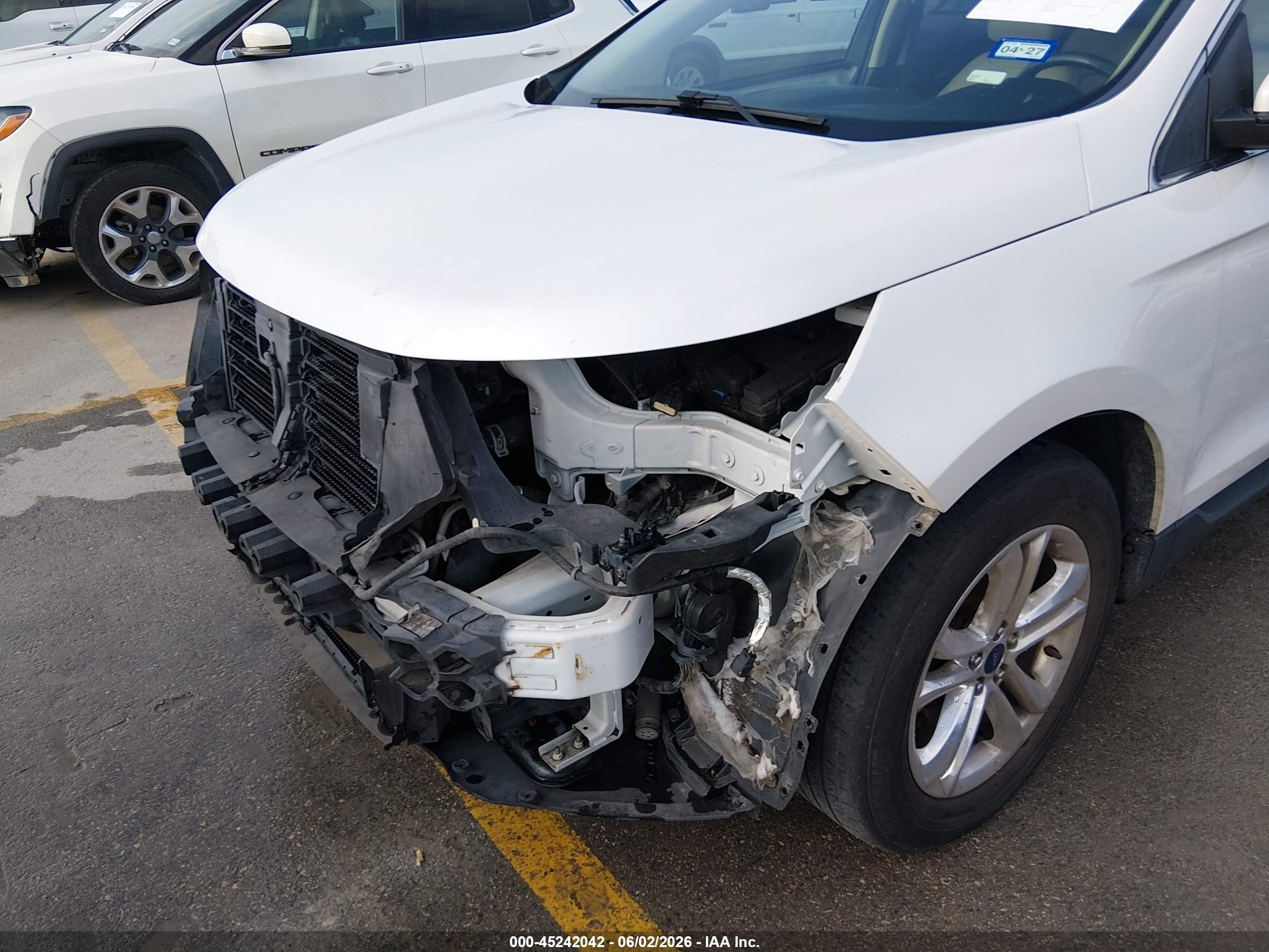 2015 Ford Edge Sel White vin: 2FMPK3J9XFBB26974