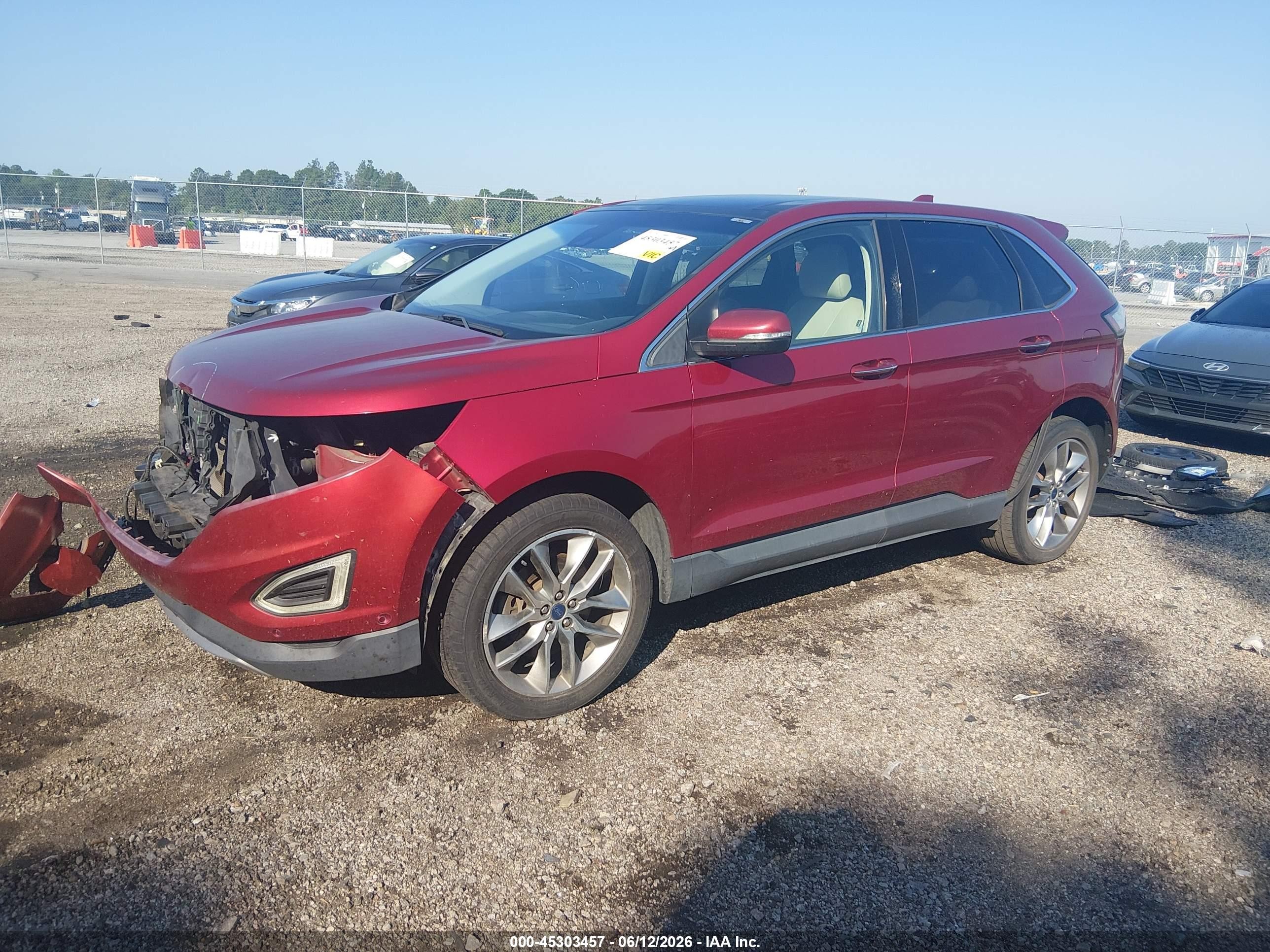 2015 Ford Edge Titanium Red vin: 2FMPK3K80FBB64087
