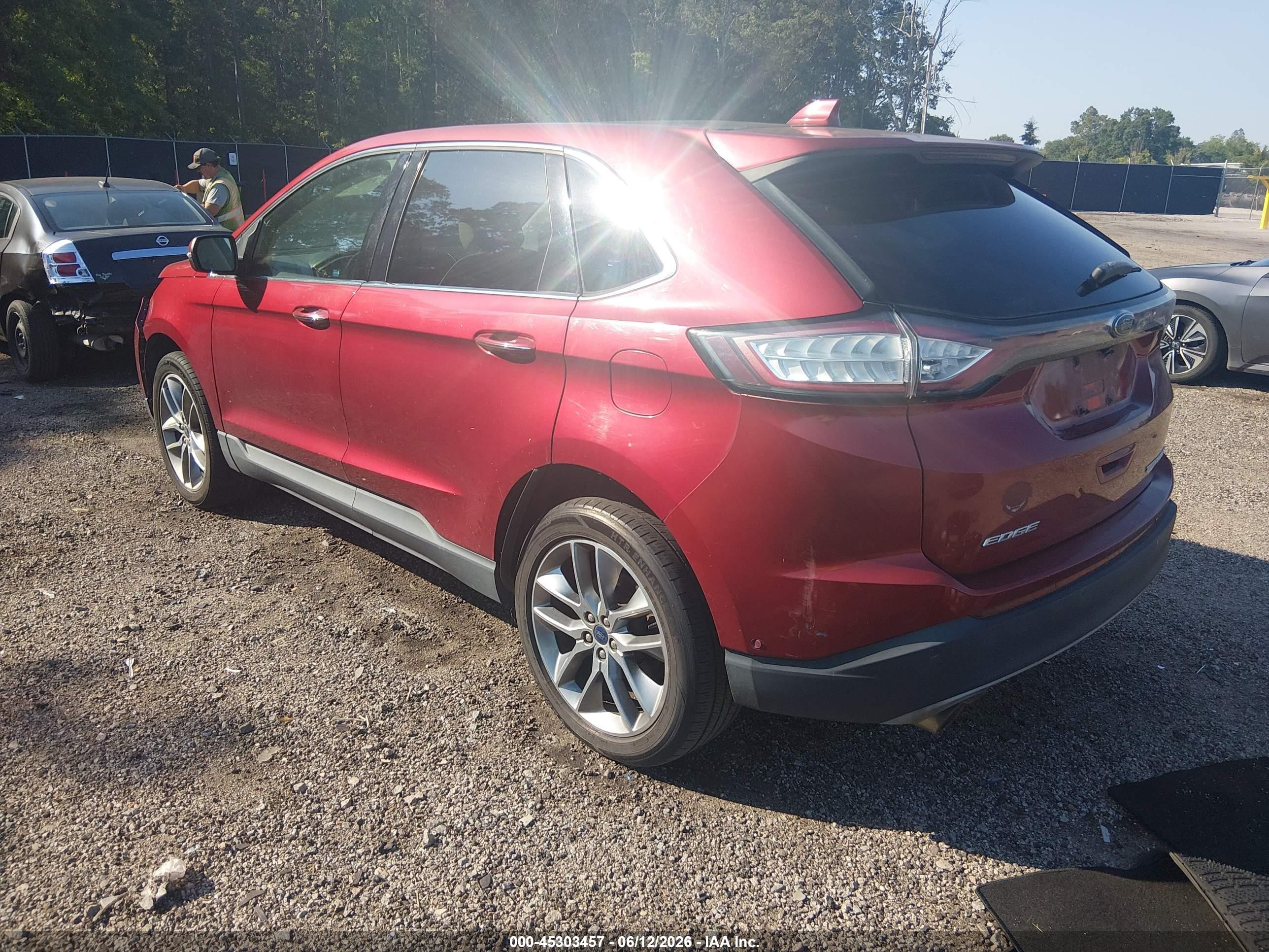 2015 Ford Edge Titanium Red vin: 2FMPK3K80FBB64087