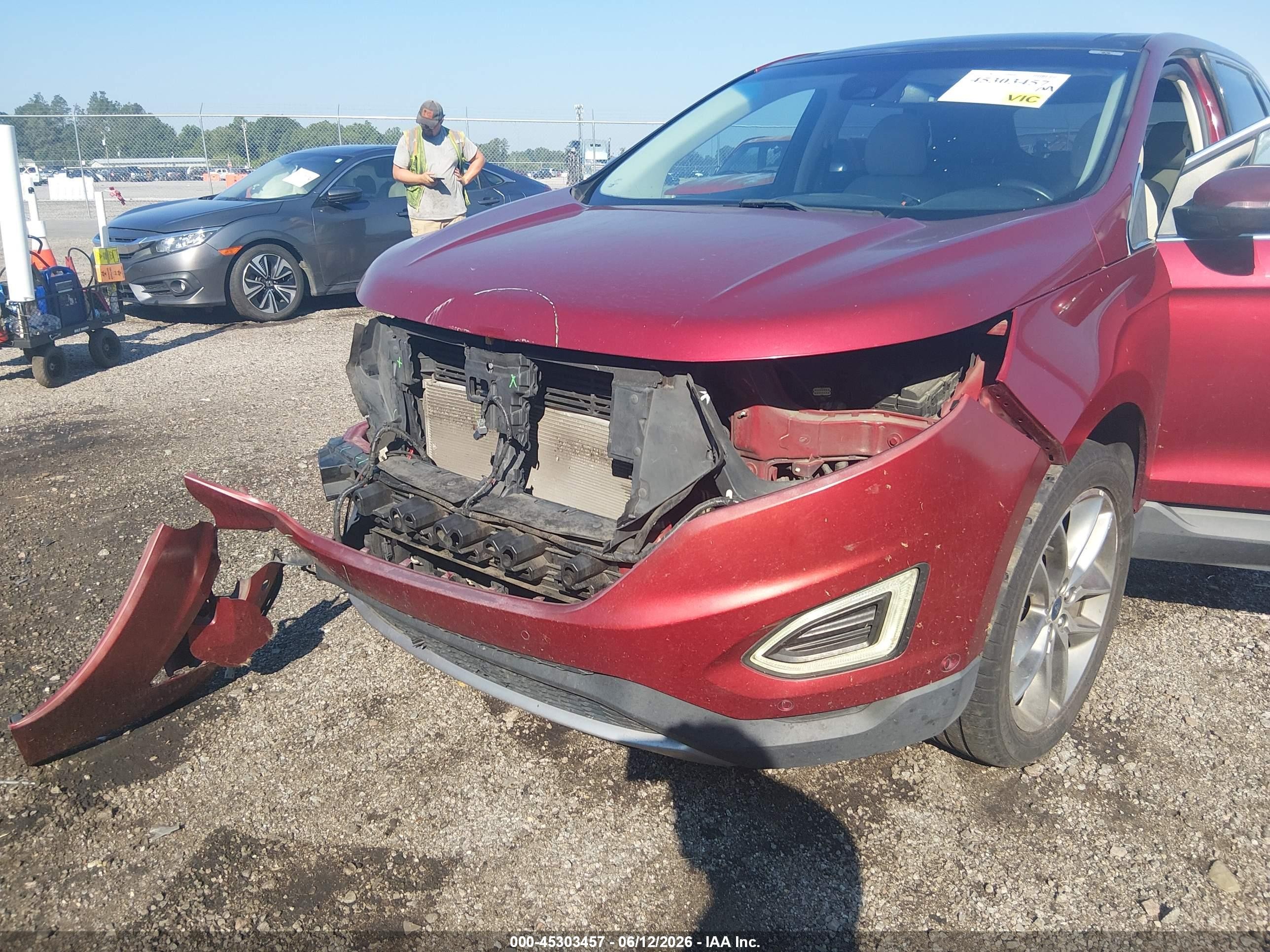 2015 Ford Edge Titanium Red vin: 2FMPK3K80FBB64087