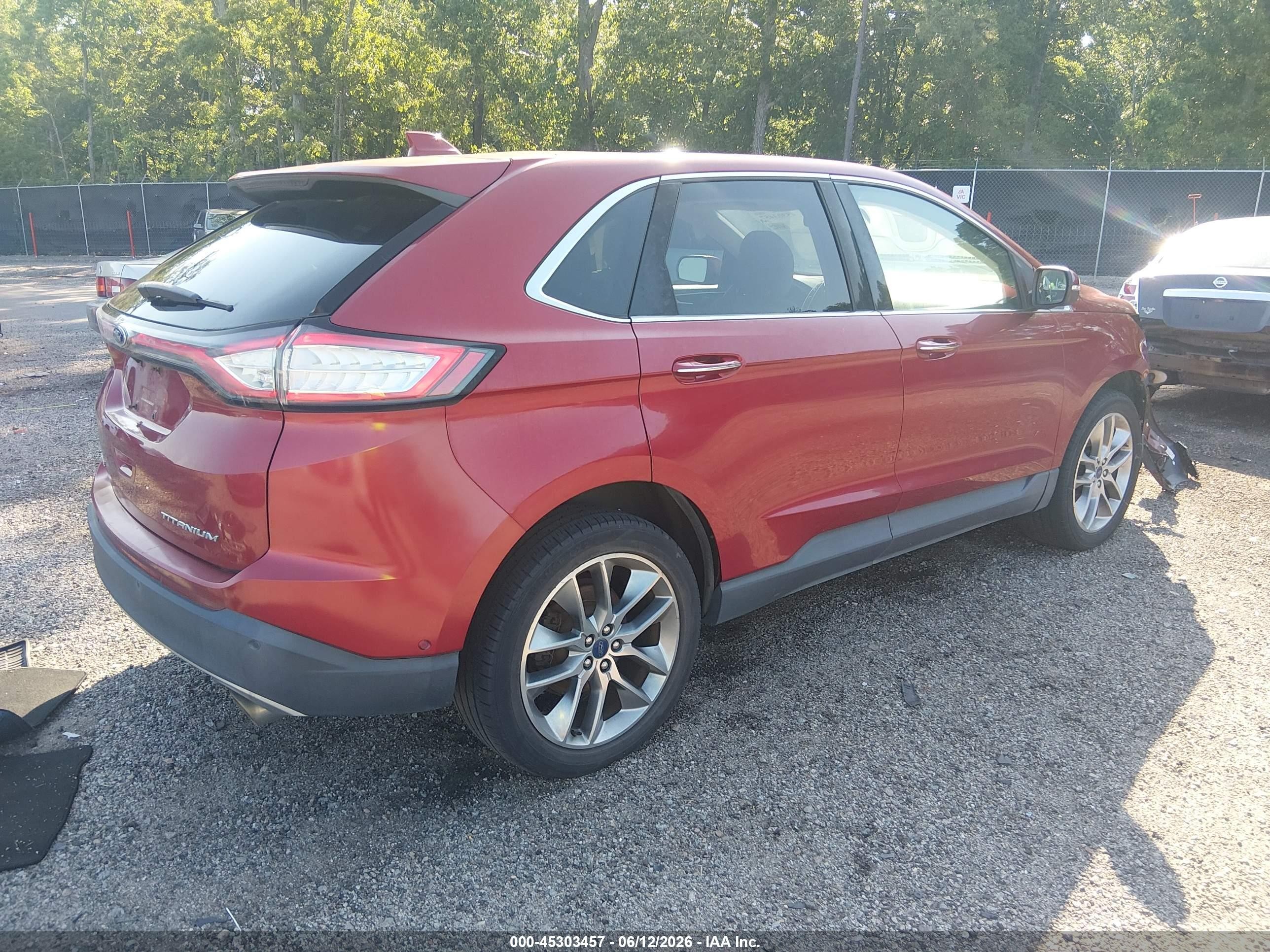 2015 Ford Edge Titanium Red vin: 2FMPK3K80FBB64087