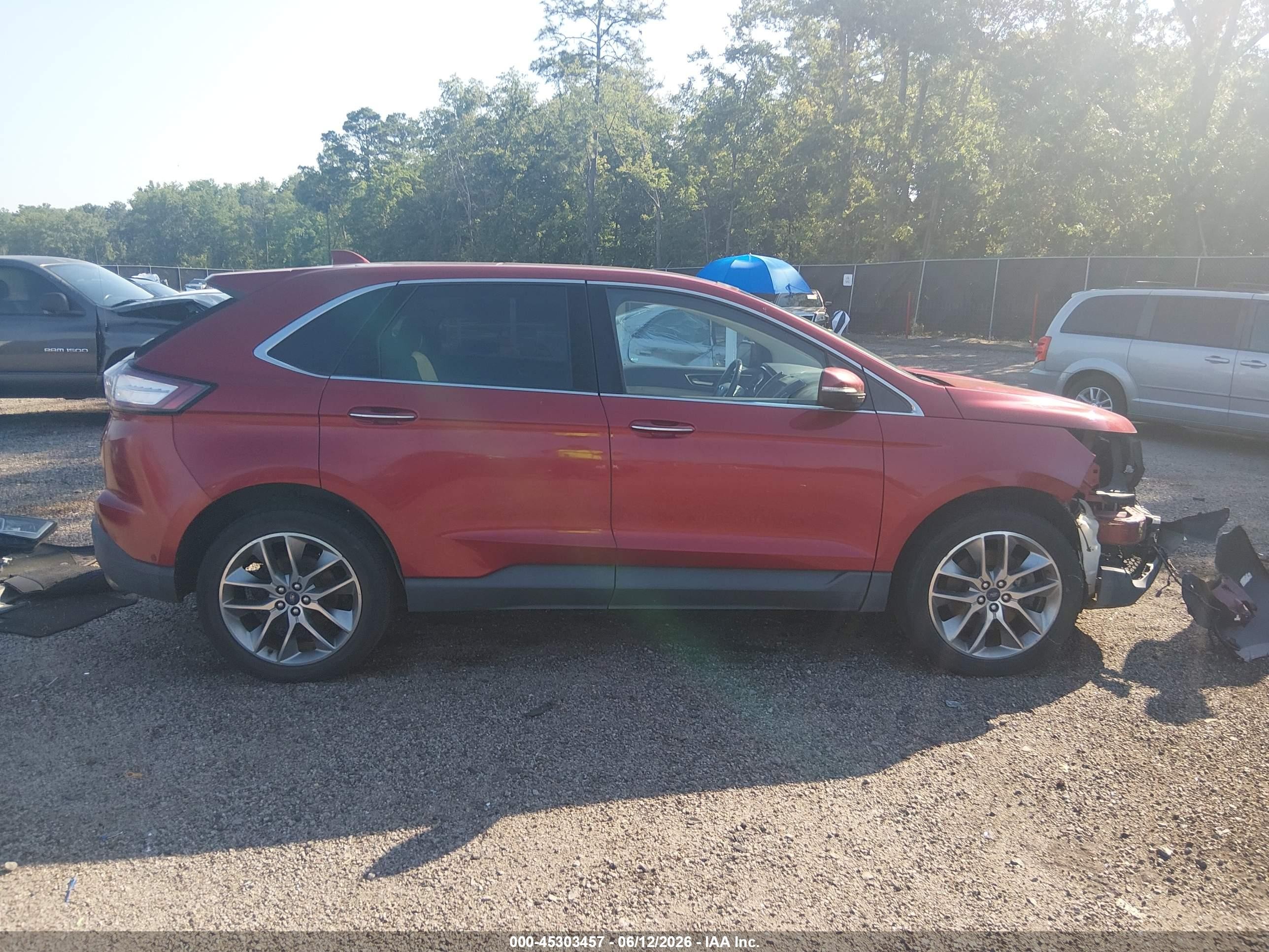 2015 Ford Edge Titanium Red vin: 2FMPK3K80FBB64087
