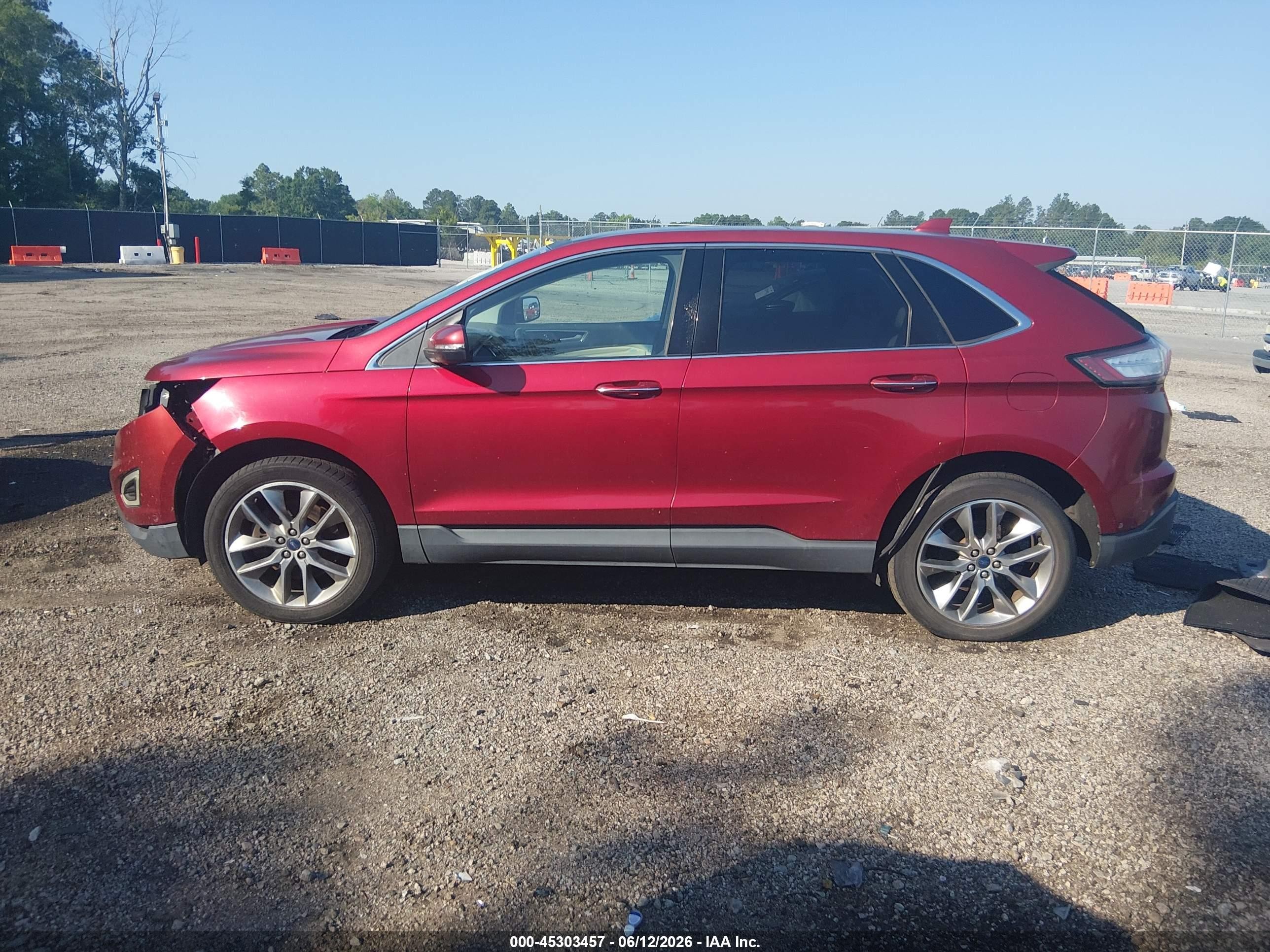 2015 Ford Edge Titanium Red vin: 2FMPK3K80FBB64087