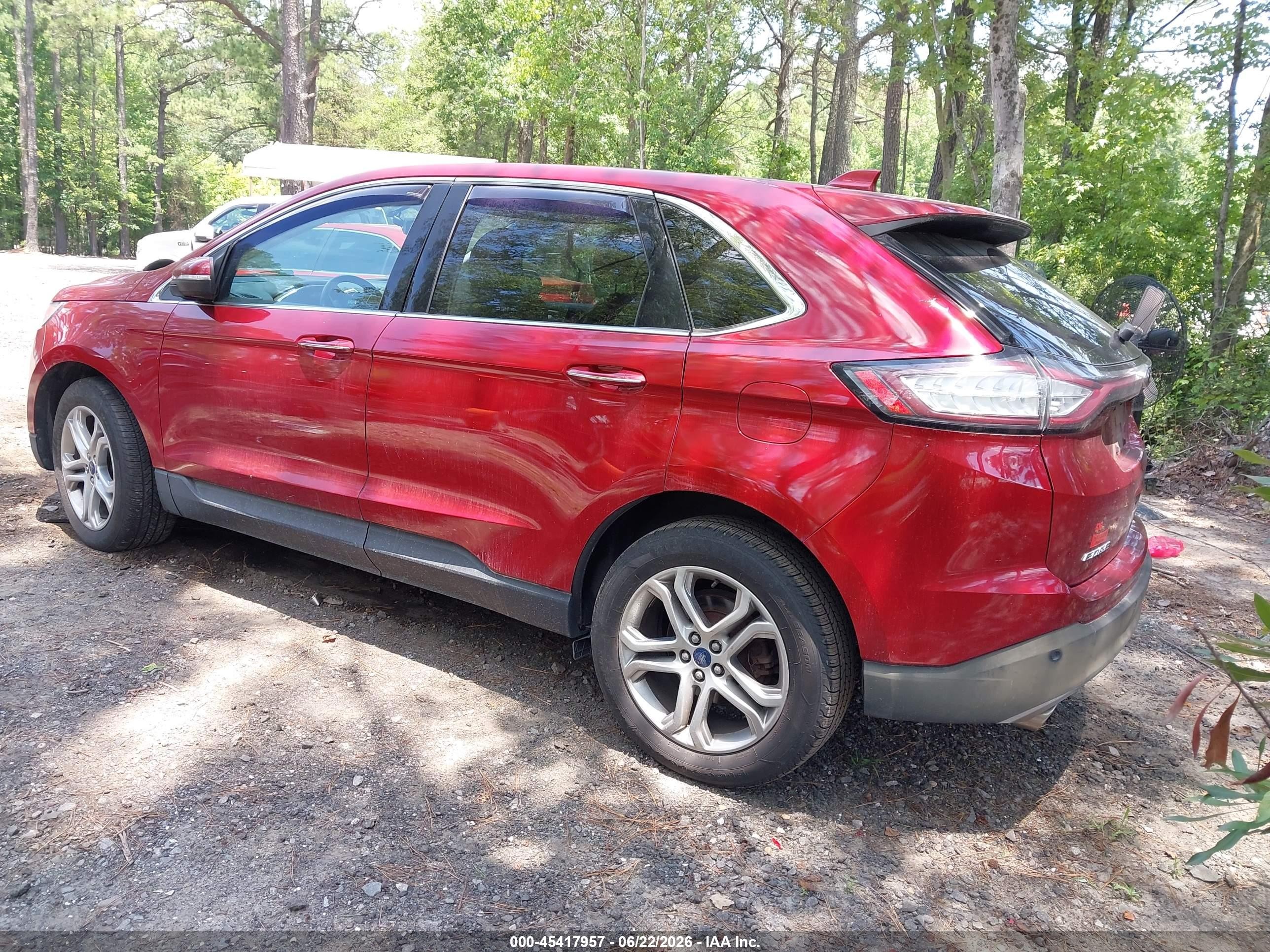2015 Ford Edge Titanium Red vin: 2FMPK3K84FBB54808