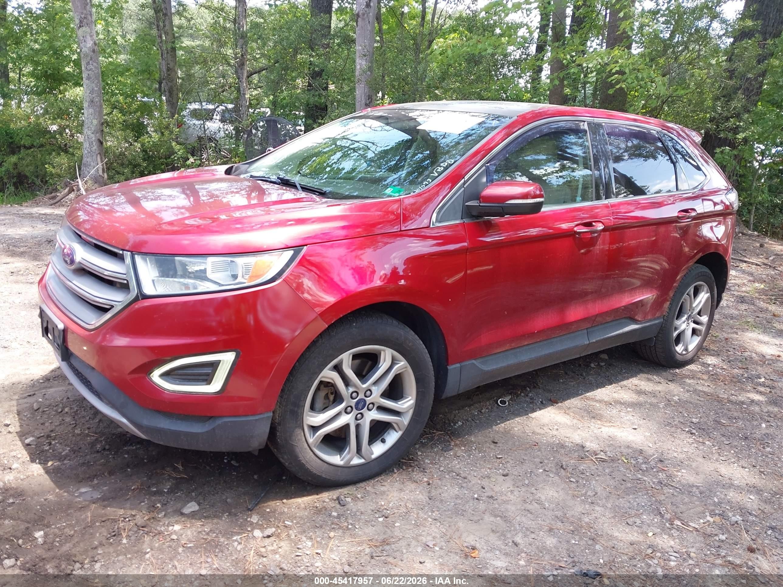 2015 Ford Edge Titanium Red vin: 2FMPK3K84FBB54808