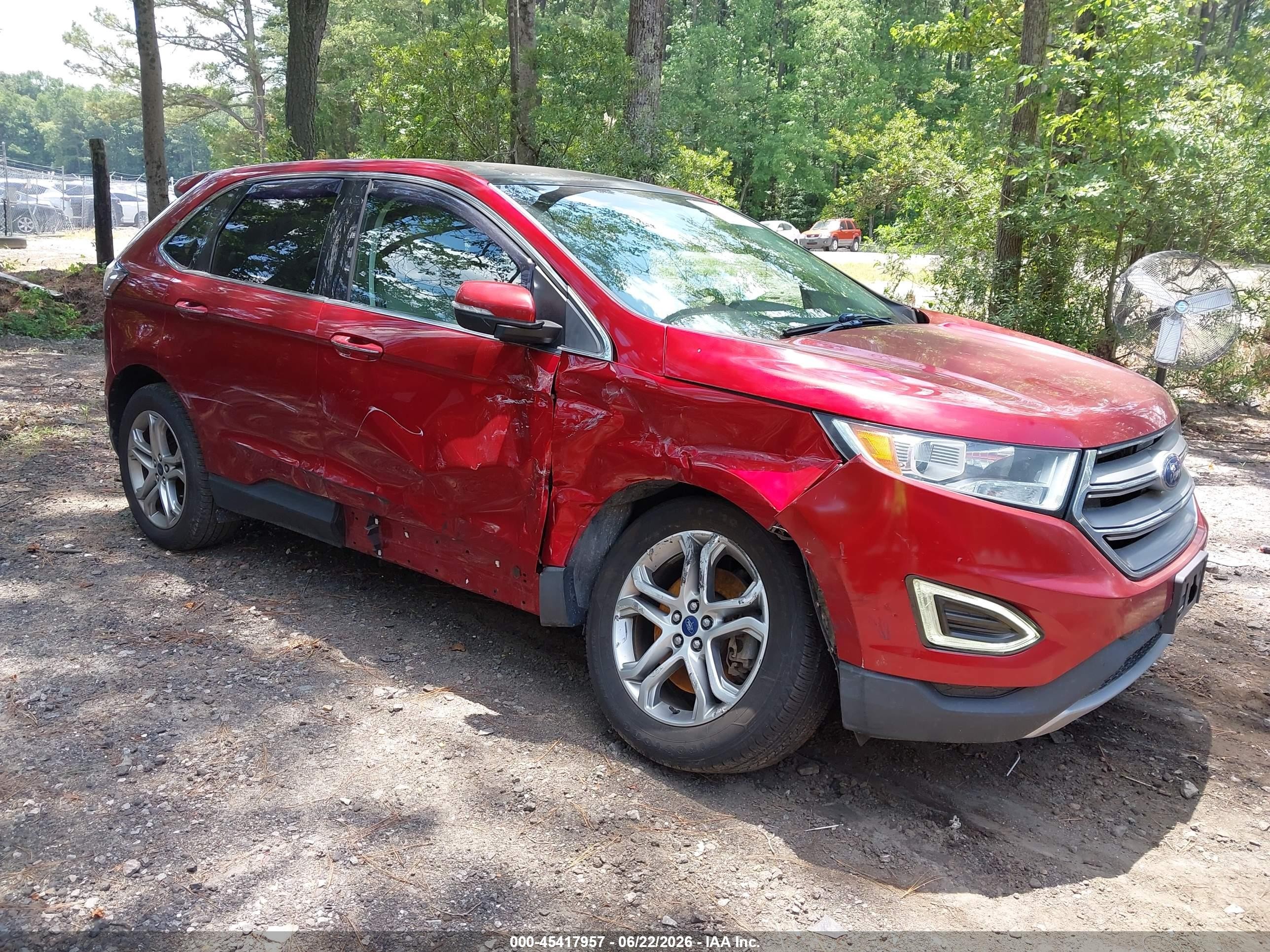 2015 Ford Edge Titanium Red vin: 2FMPK3K84FBB54808