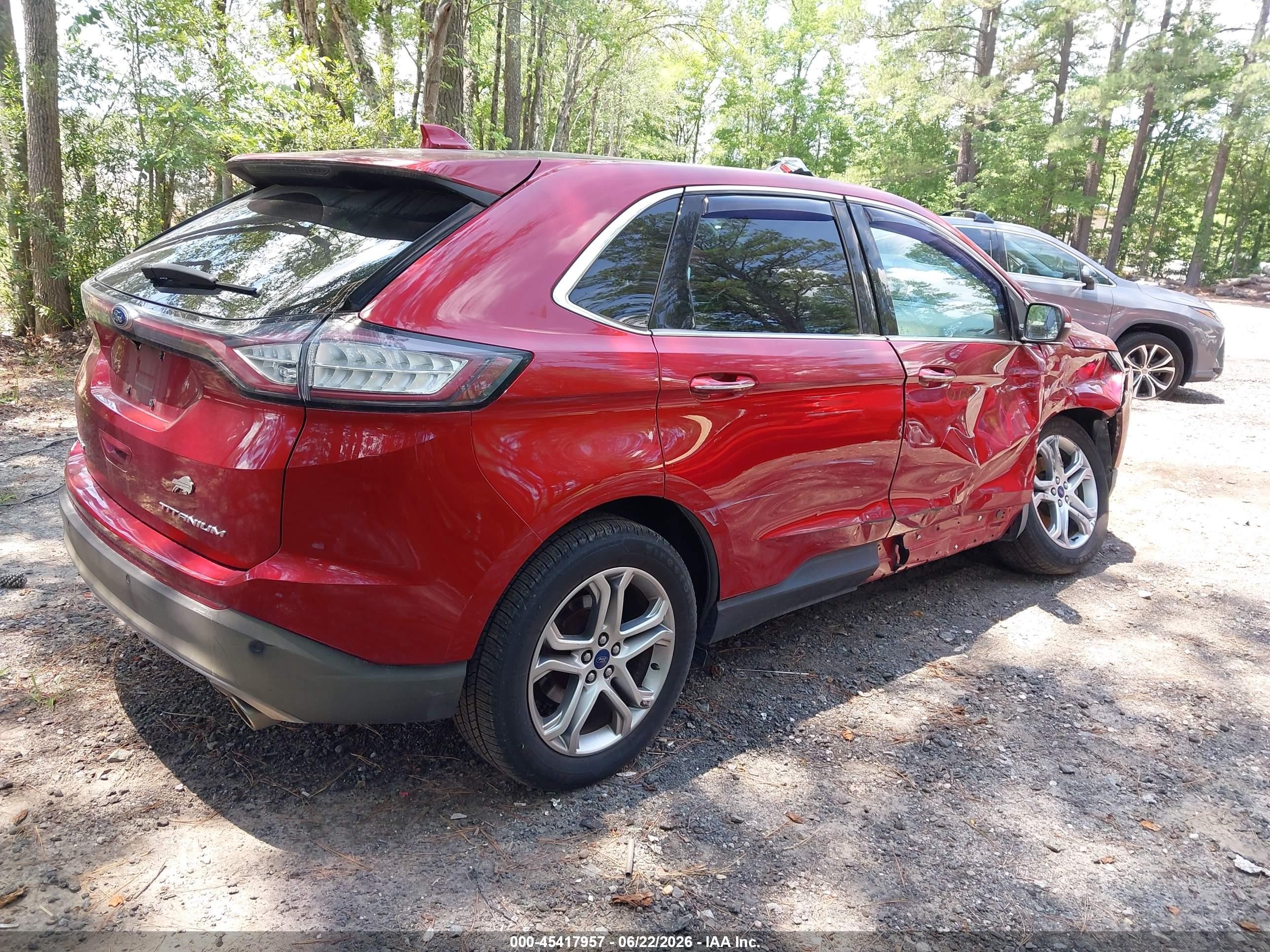 2015 Ford Edge Titanium Red vin: 2FMPK3K84FBB54808