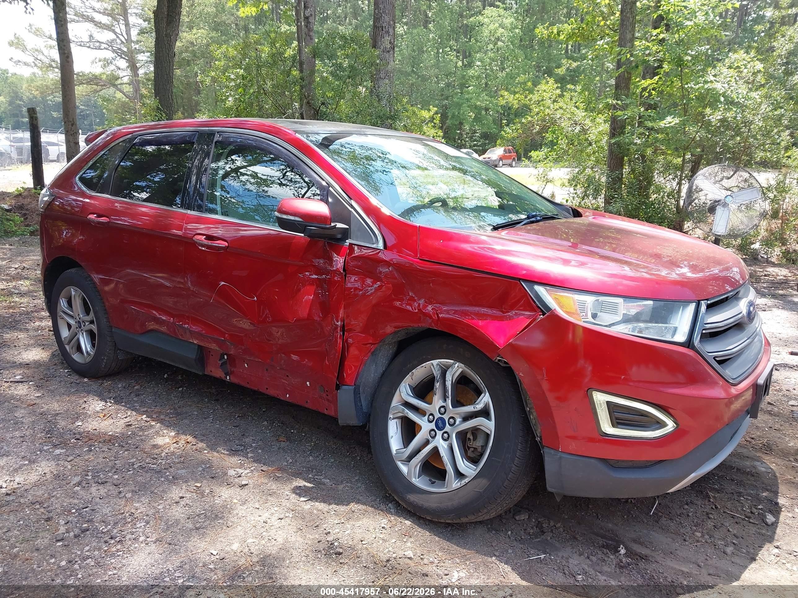 2015 Ford Edge Titanium Red vin: 2FMPK3K84FBB54808