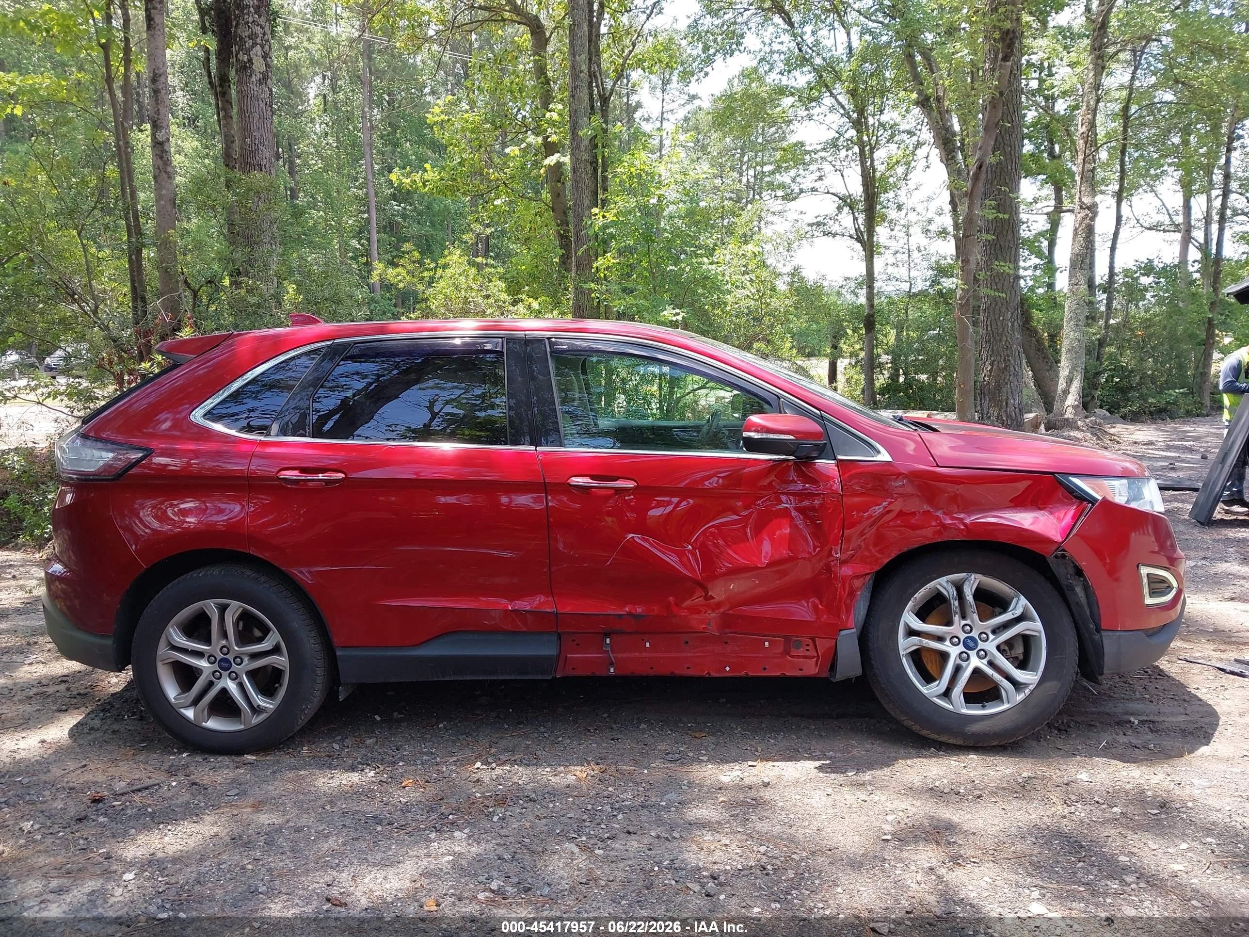 2015 Ford Edge Titanium Red vin: 2FMPK3K84FBB54808