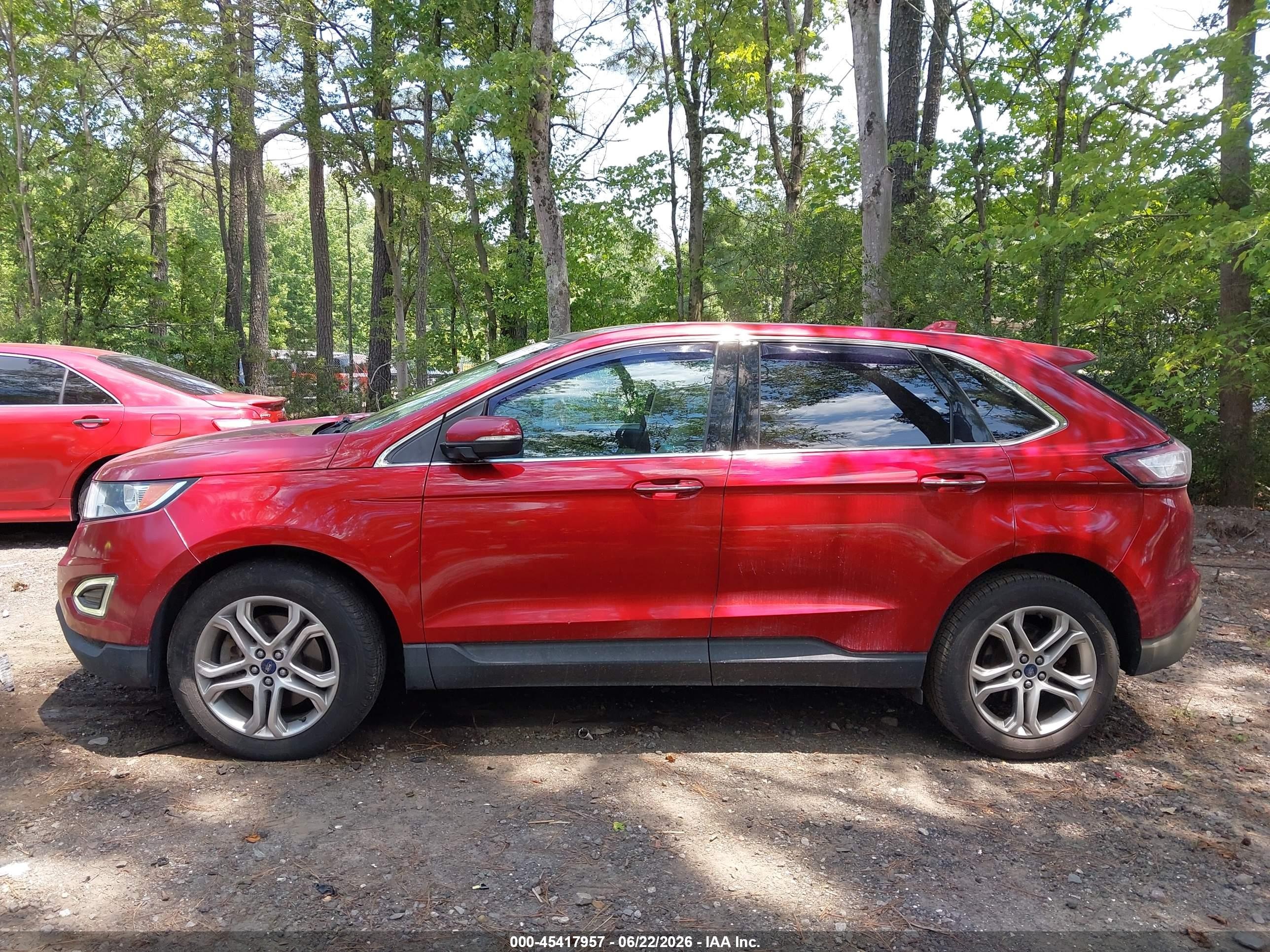 2015 Ford Edge Titanium Red vin: 2FMPK3K84FBB54808