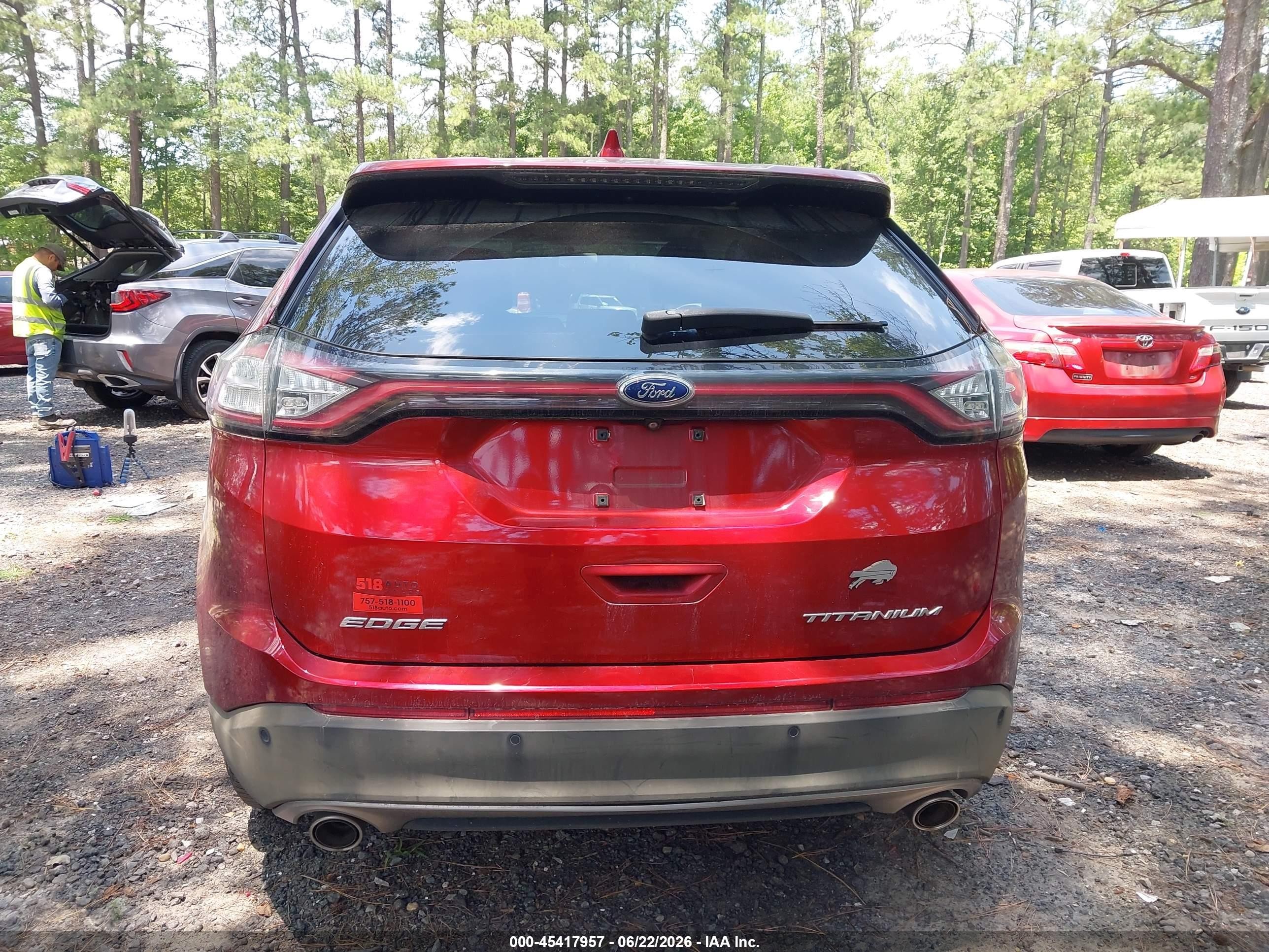 2015 Ford Edge Titanium Red vin: 2FMPK3K84FBB54808