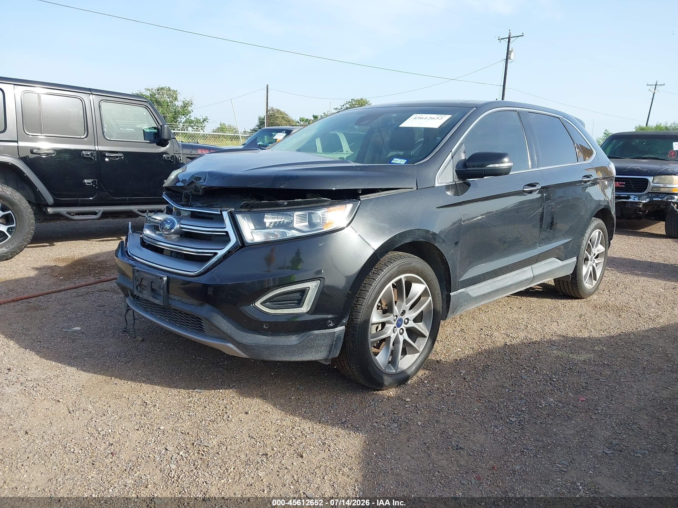 2015 Ford Edge Titanium Черный vin: 2FMPK3K89FBC26182