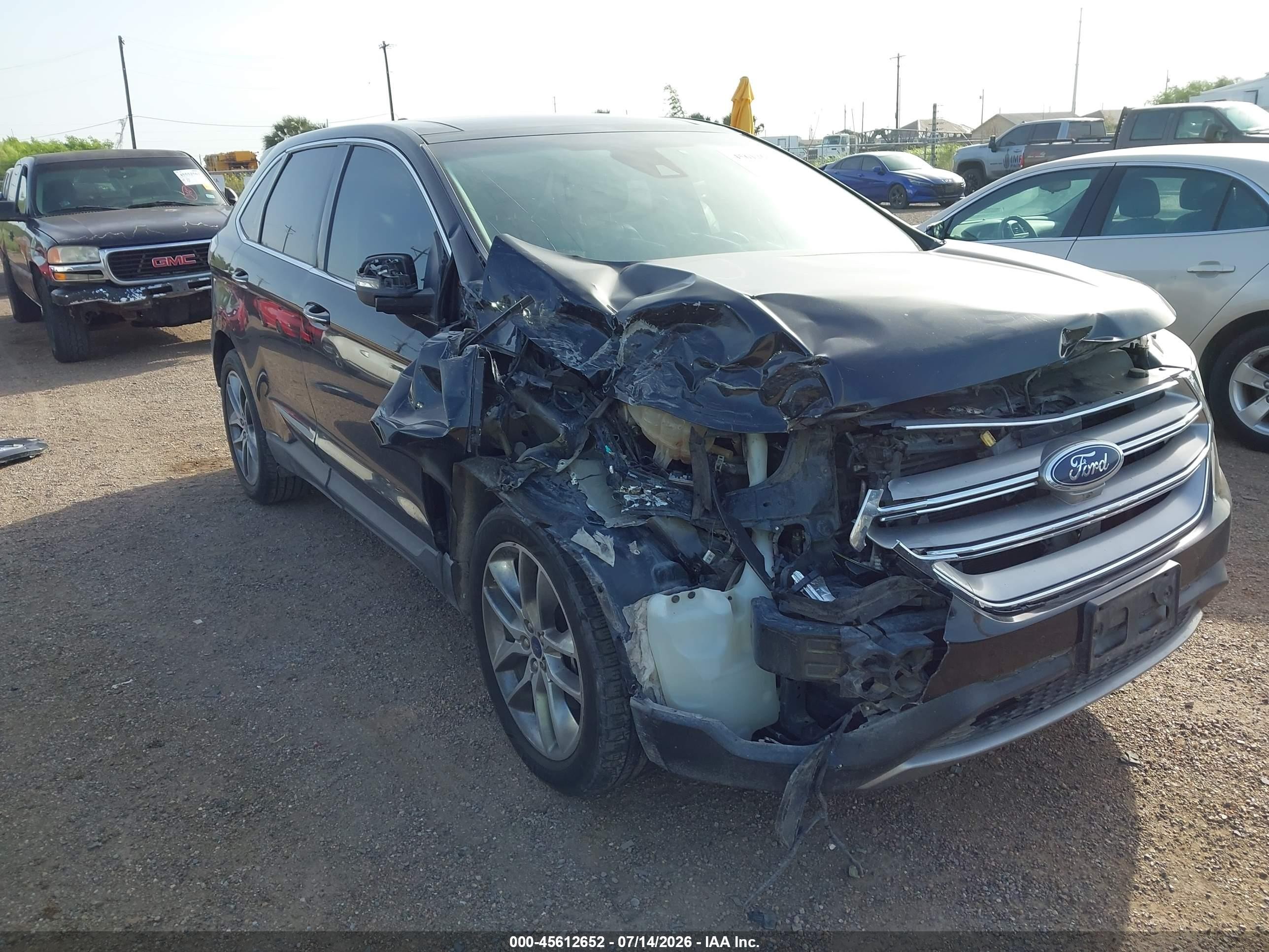 2015 Ford Edge Titanium Черный vin: 2FMPK3K89FBC26182