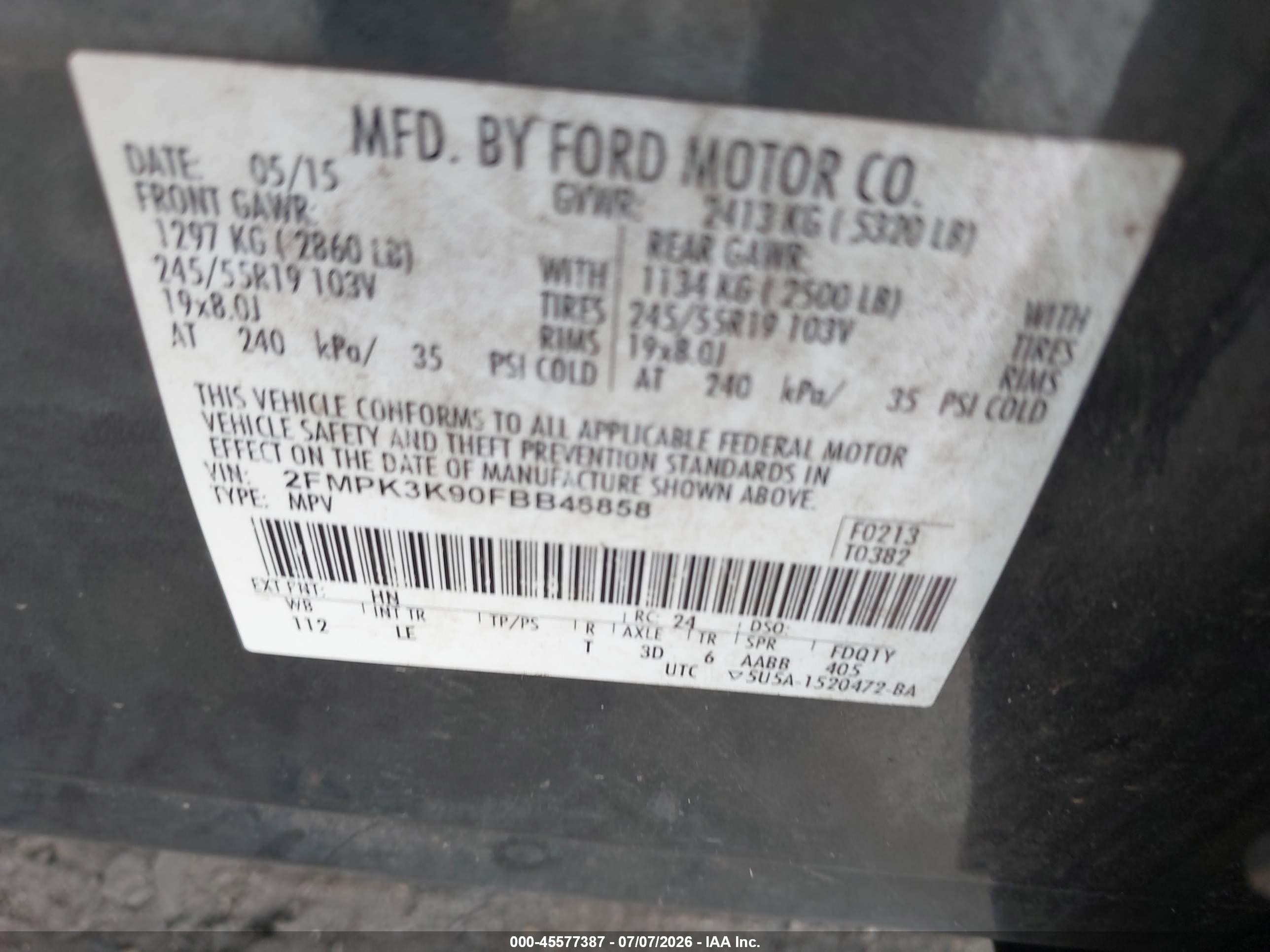 2015 Ford Edge Titanium Green vin: 2FMPK3K90FBB46858