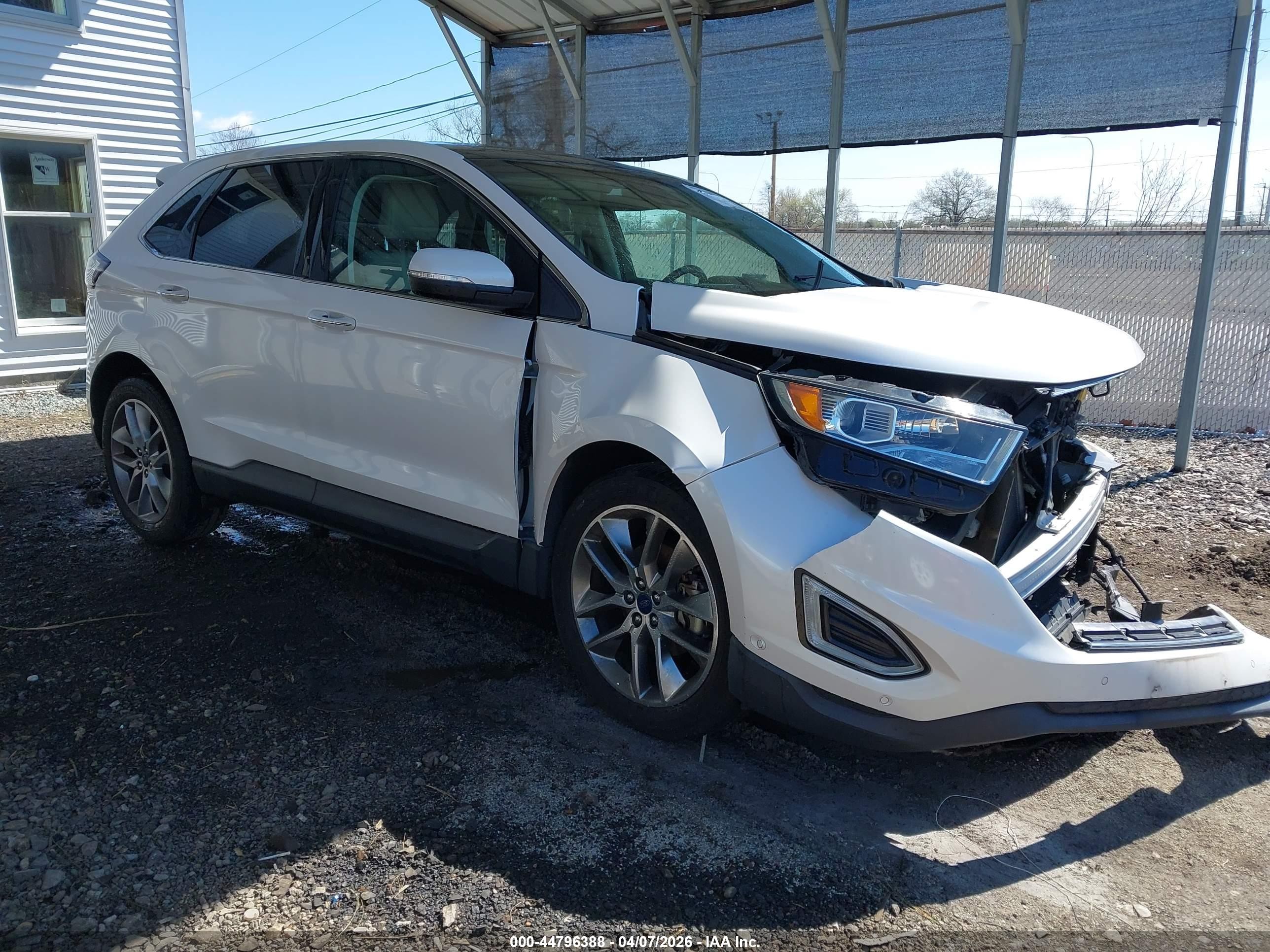 2015 Ford Edge Titanium Белый vin: 2FMPK3K90FBB59416