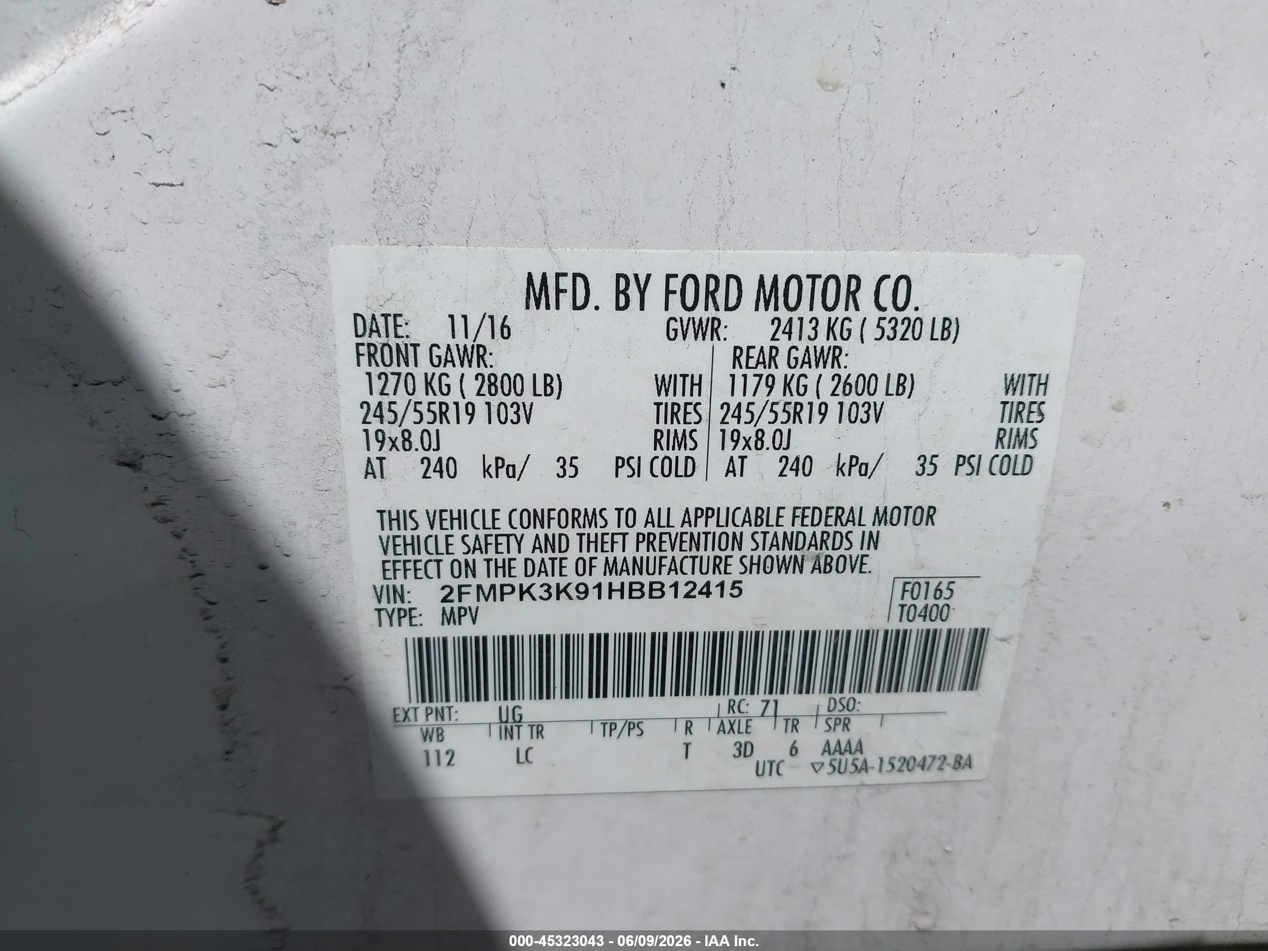 2017 Ford Edge Titanium Белый vin: 2FMPK3K91HBB12415