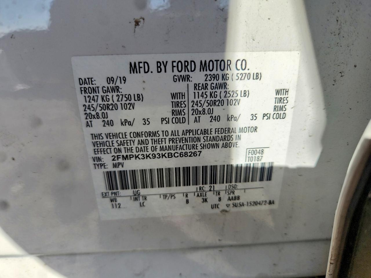 2019 Ford Edge Titanium White vin: 2FMPK3K93KBC68267