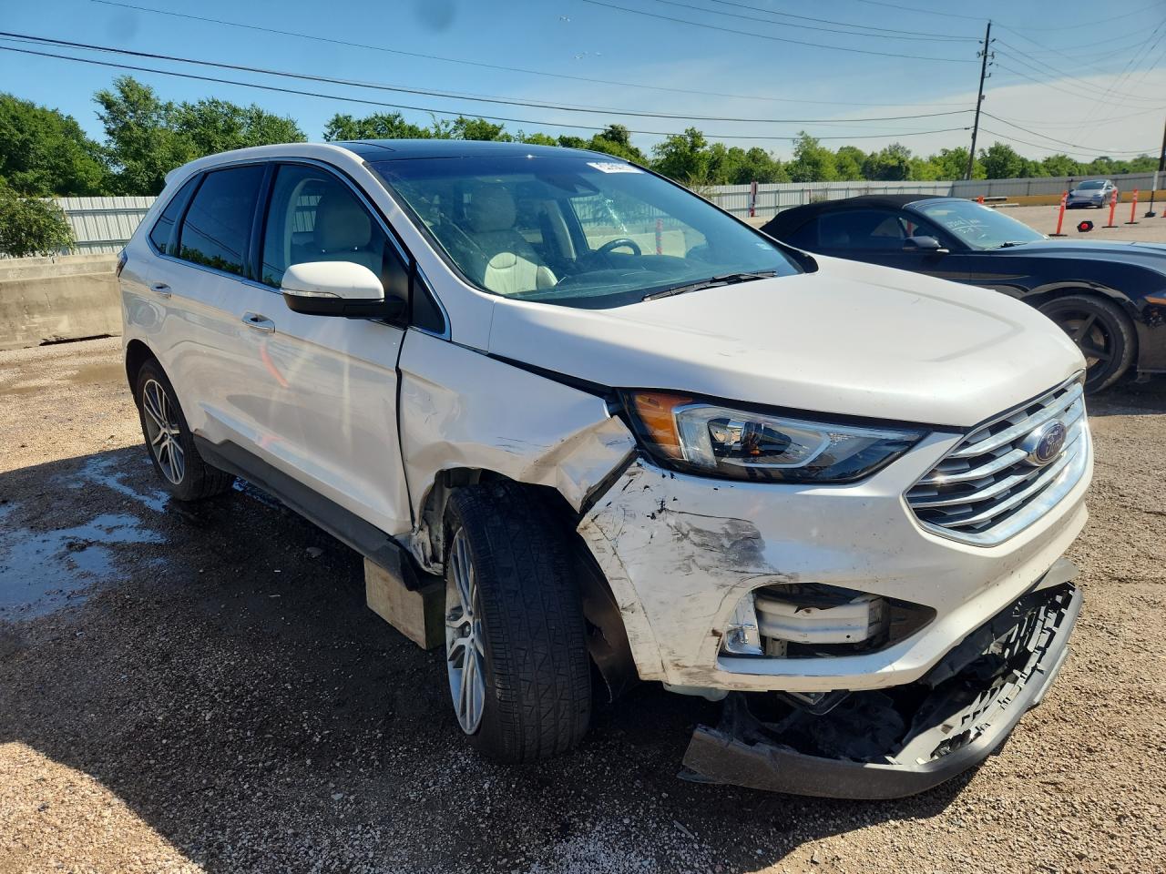 2019 Ford Edge Titanium White vin: 2FMPK3K93KBC68267 Damage: Front Bumper Extension, Broken, Replacement Required