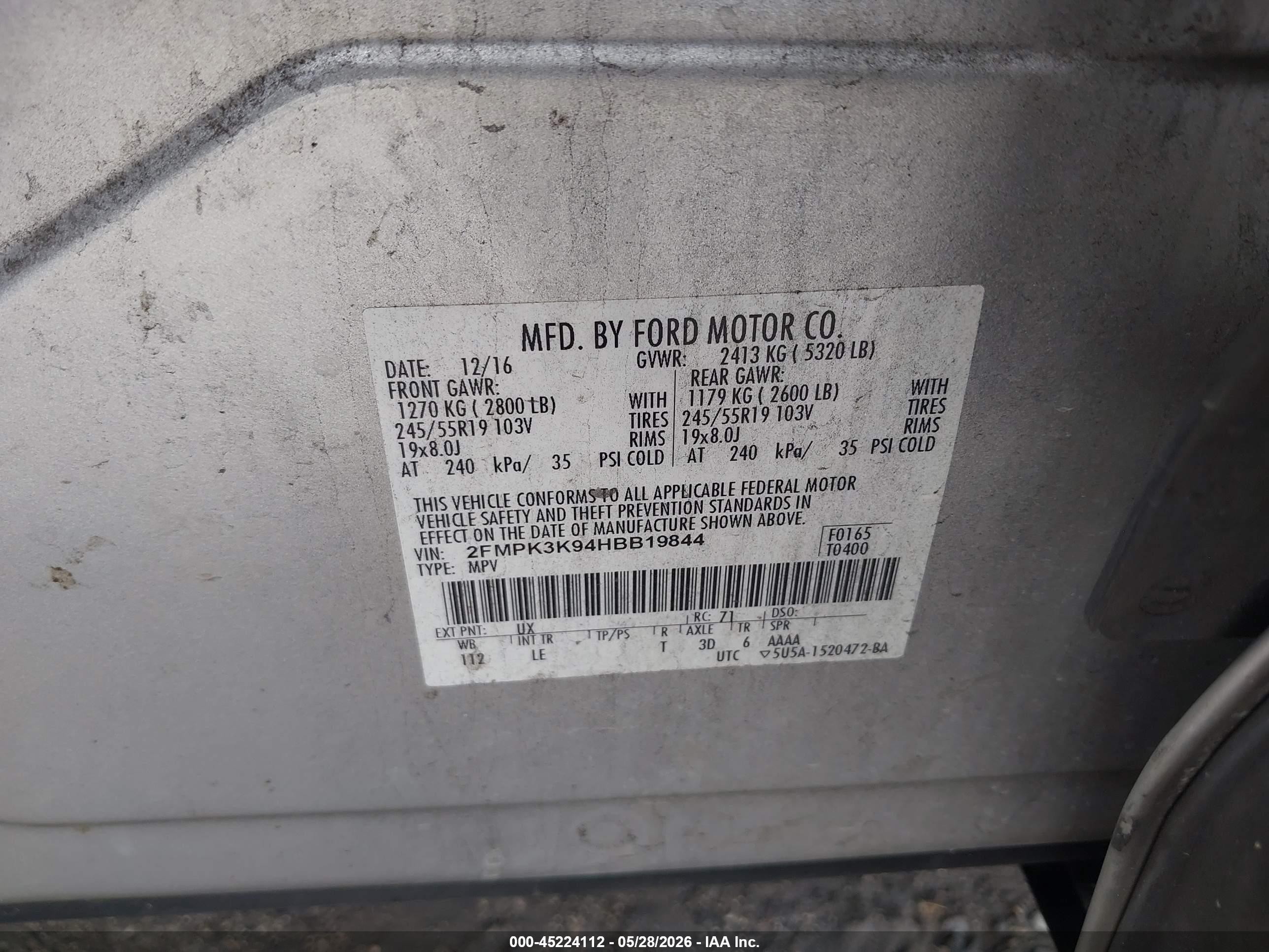 2017 Ford Edge Titanium Silver vin: 2FMPK3K94HBB19844