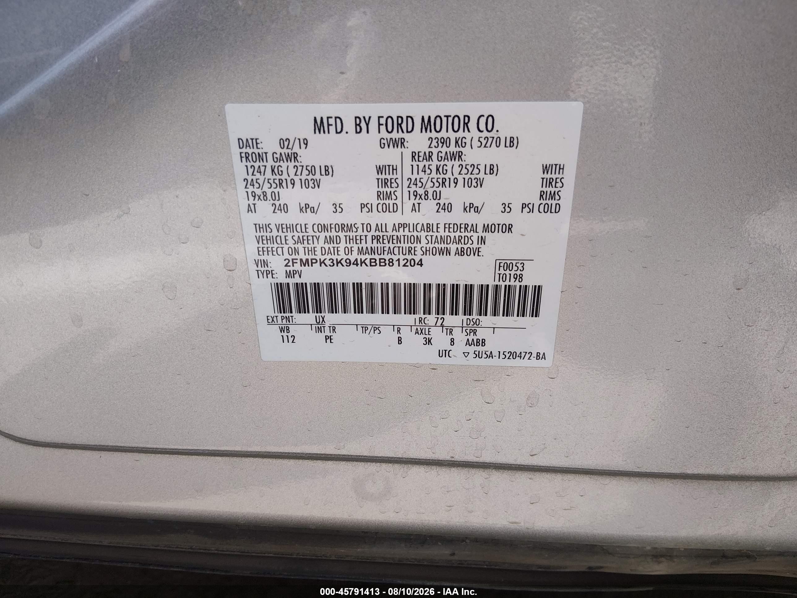 2019 Ford Edge Titanium Silver vin: 2FMPK3K94KBB81204