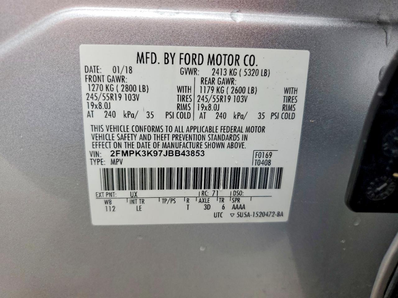 2018 Ford Edge Titanium Silver vin: 2FMPK3K97JBB43853