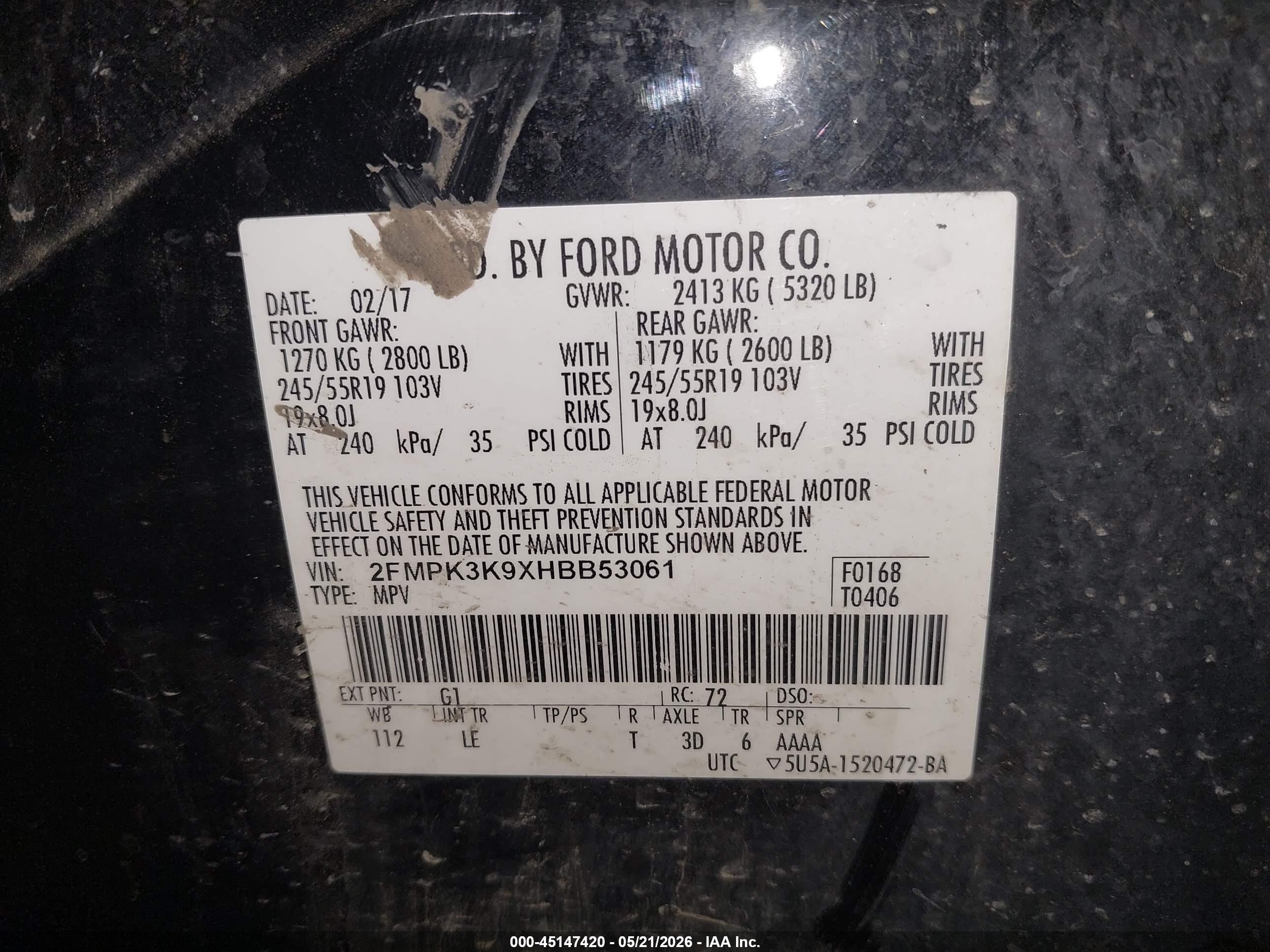 2017 Ford Edge Titanium Черный vin: 2FMPK3K9XHBB53061