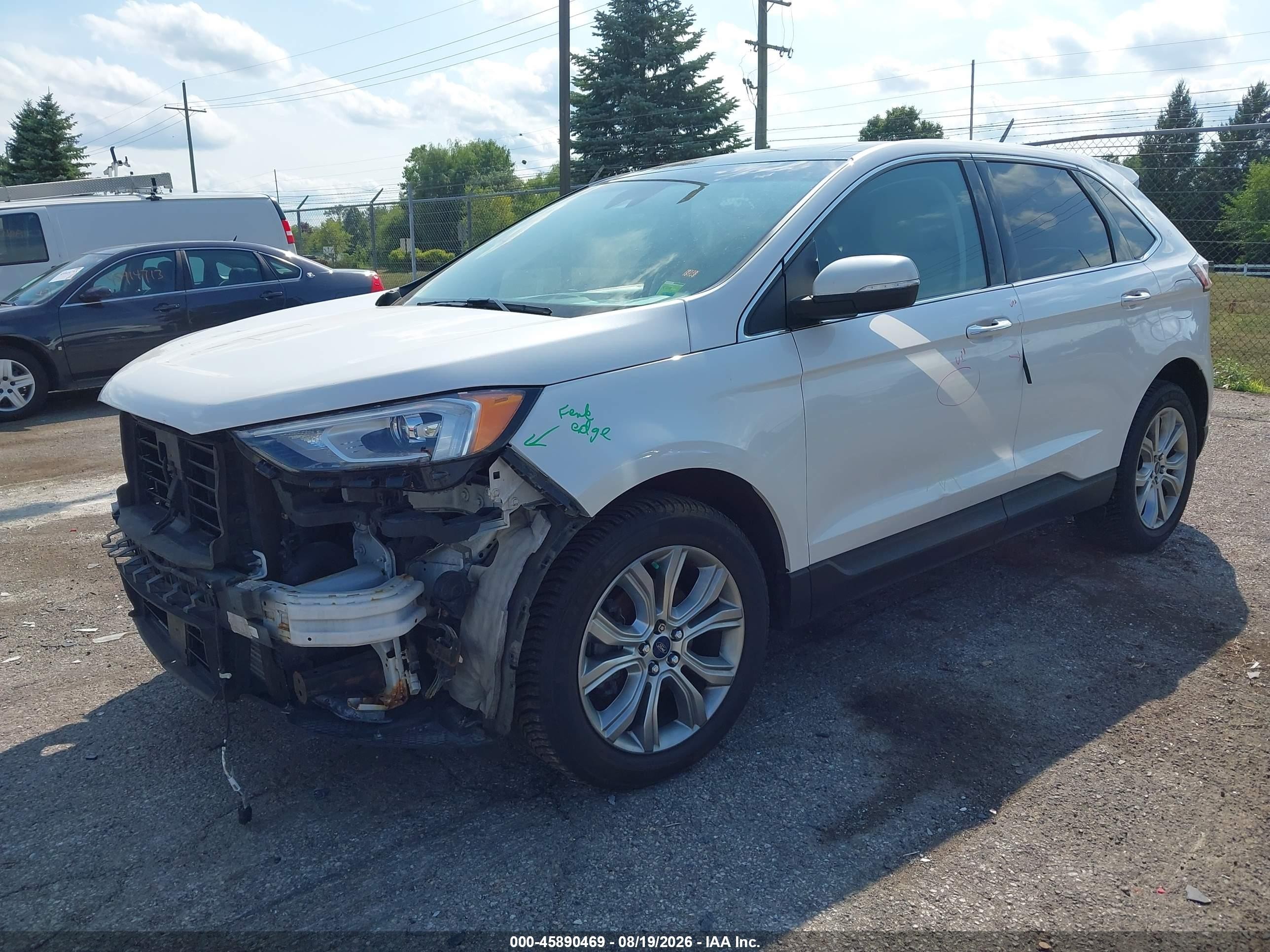 2019 Ford Edge Titanium White vin: 2FMPK3K9XKBB20598