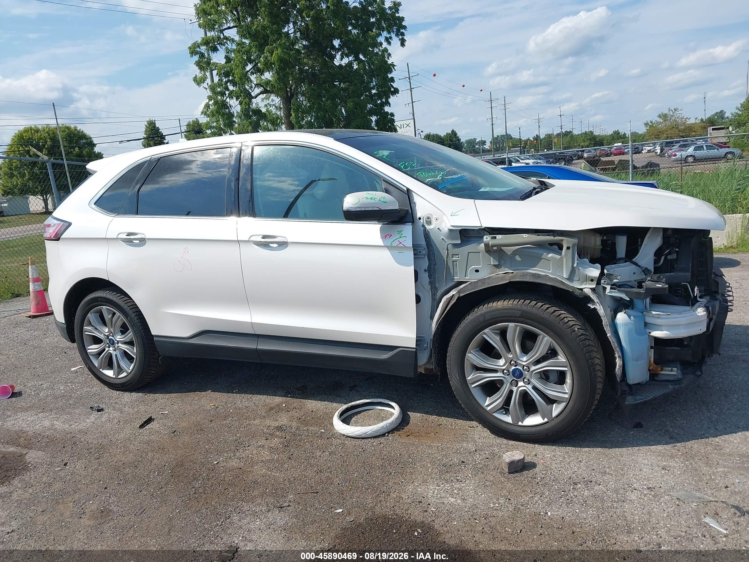 2019 Ford Edge Titanium White vin: 2FMPK3K9XKBB20598
