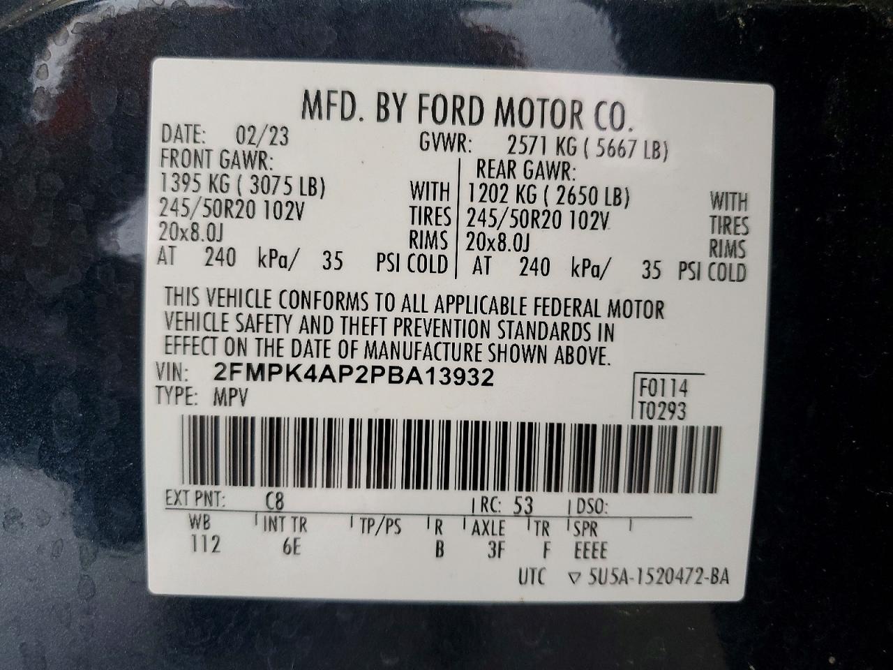 2023 Ford Edge St Charcoal vin: 2FMPK4AP2PBA13932