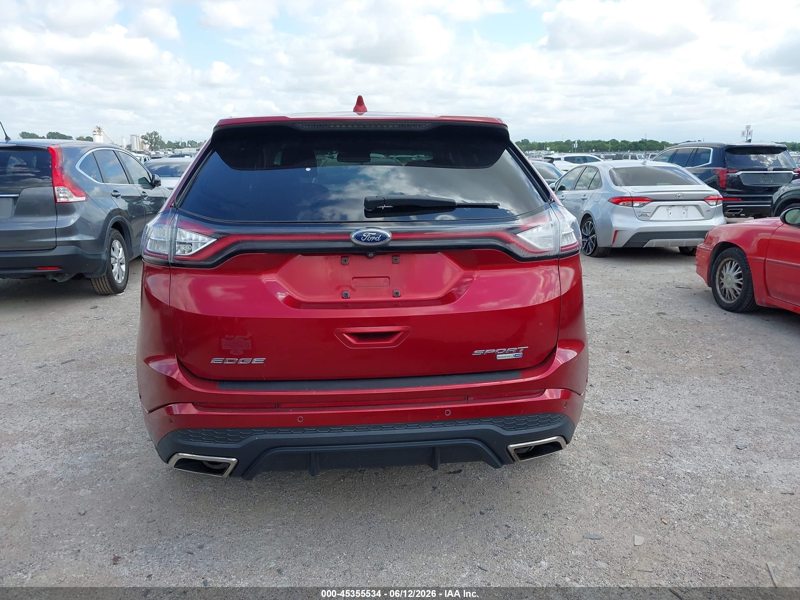 2015 Ford Edge Sport Red vin: 2FMPK4AP5FBB60227