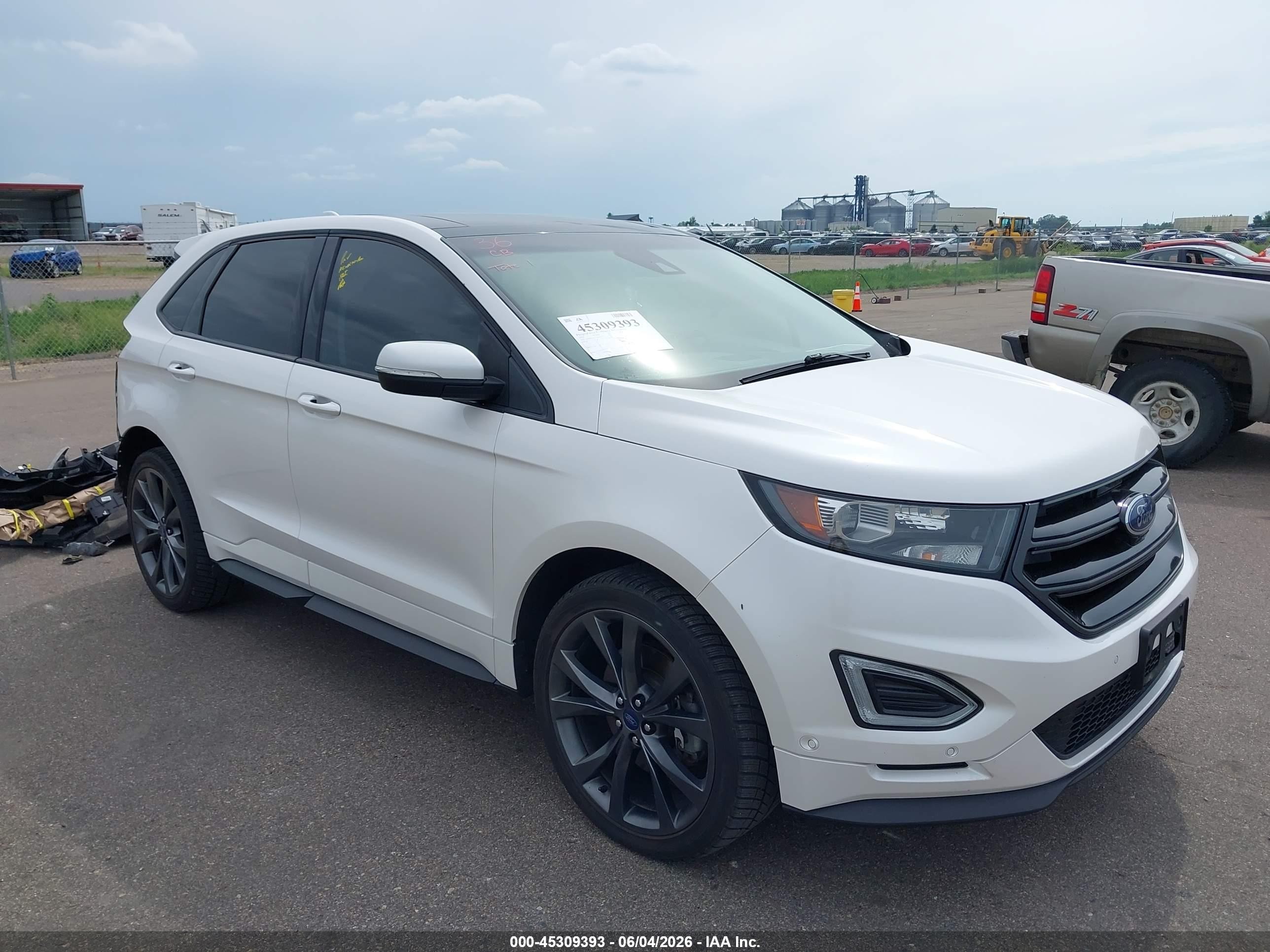 2015 Ford Edge Sport White vin: 2FMPK4AP7FBB75571