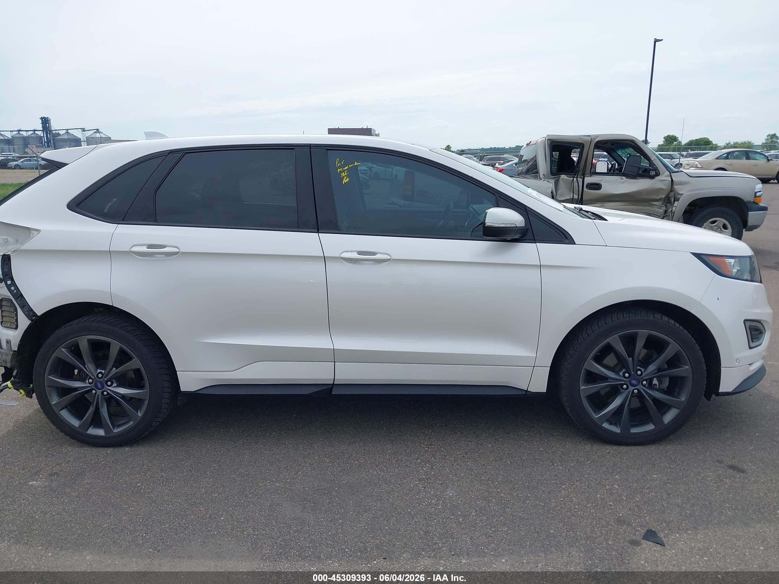 2015 Ford Edge Sport White vin: 2FMPK4AP7FBB75571